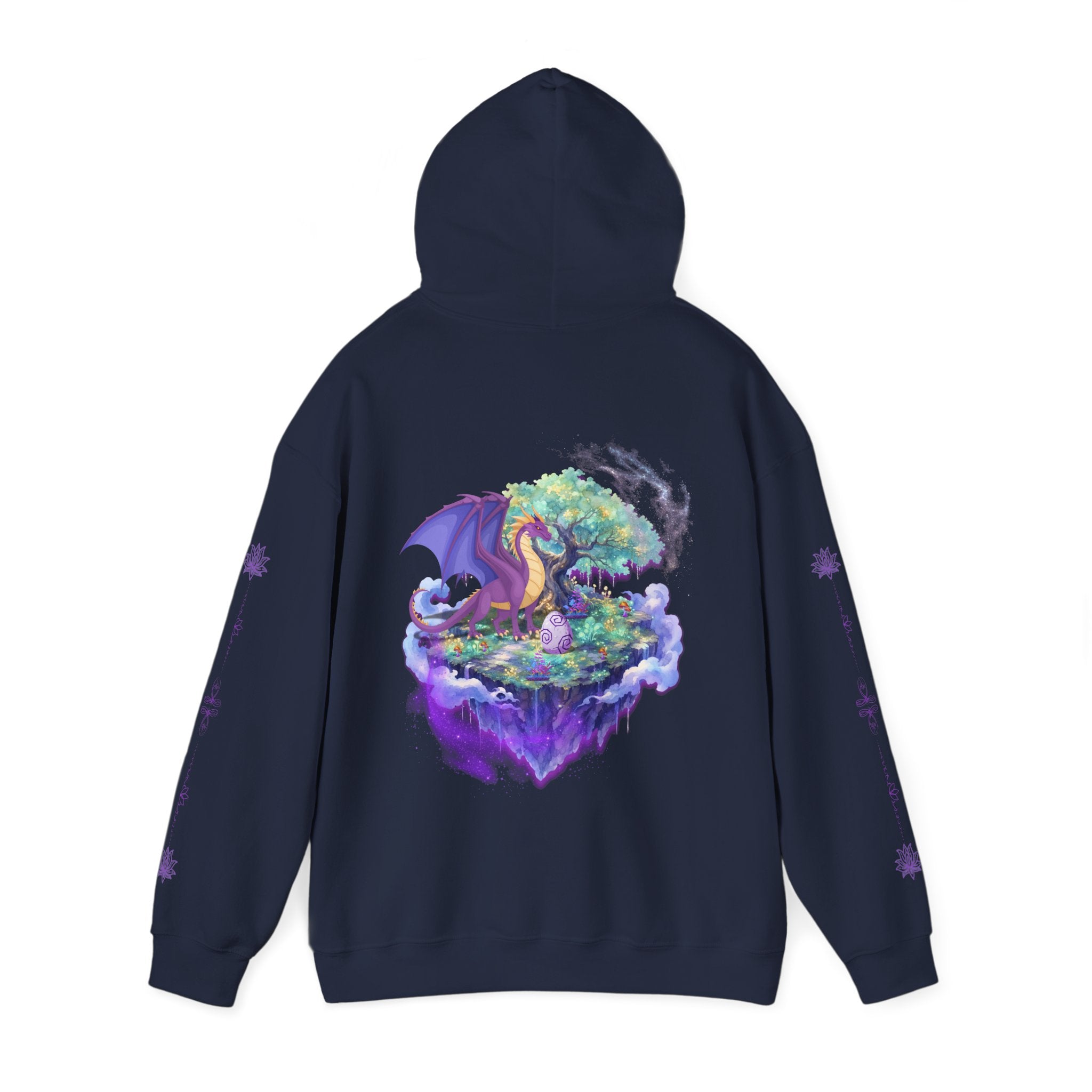 Dragon Isle Hoodie — Passion Script Fantasy Hoodie with Floating Island Art