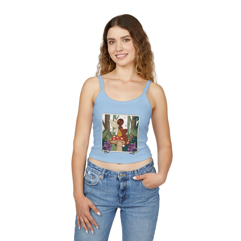 Fairy Mushroom Tank Top - Whimsical Forest Fairy Graphic Crop