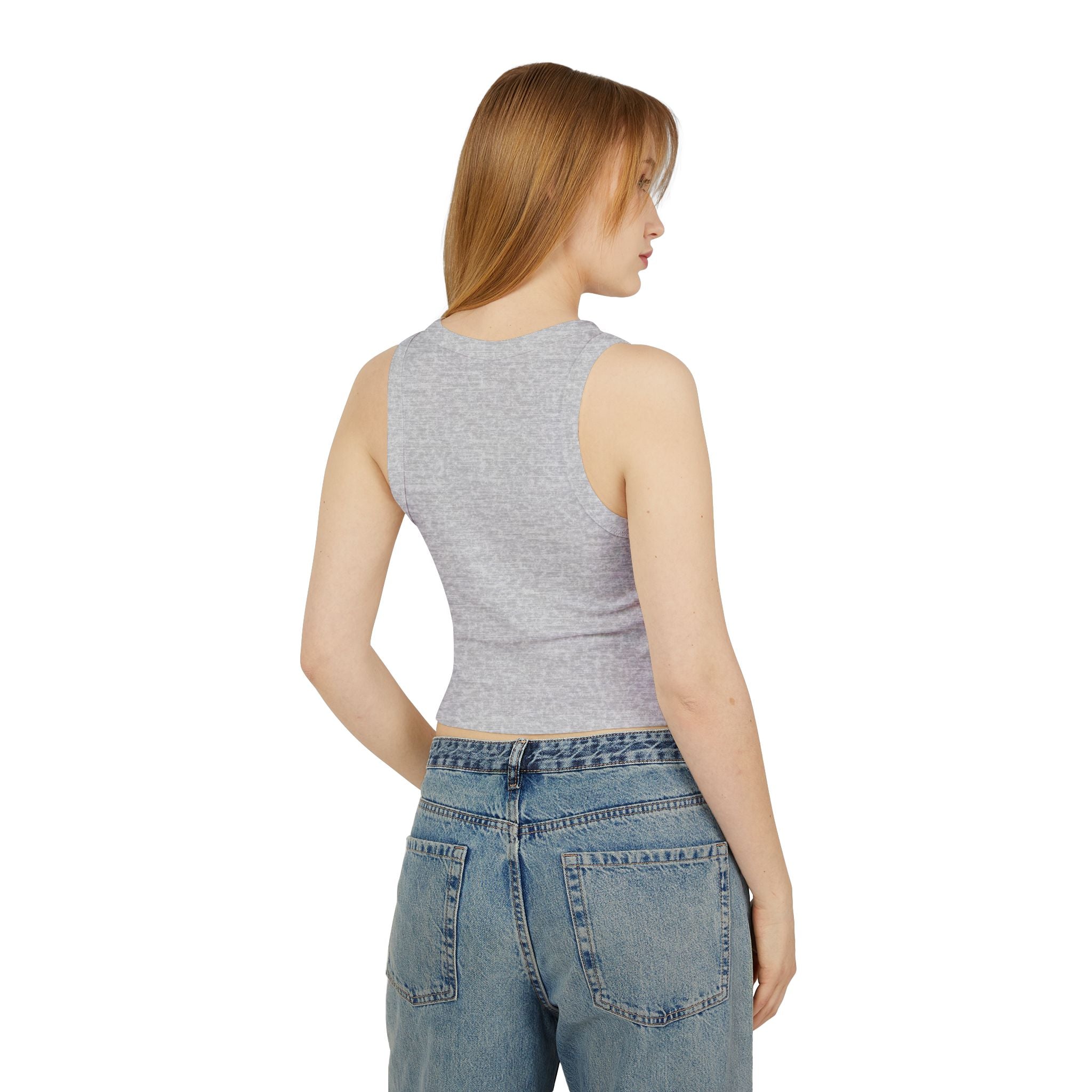 Smiley Earth Crop Tank Top — Tiny Blue Planet Graphic