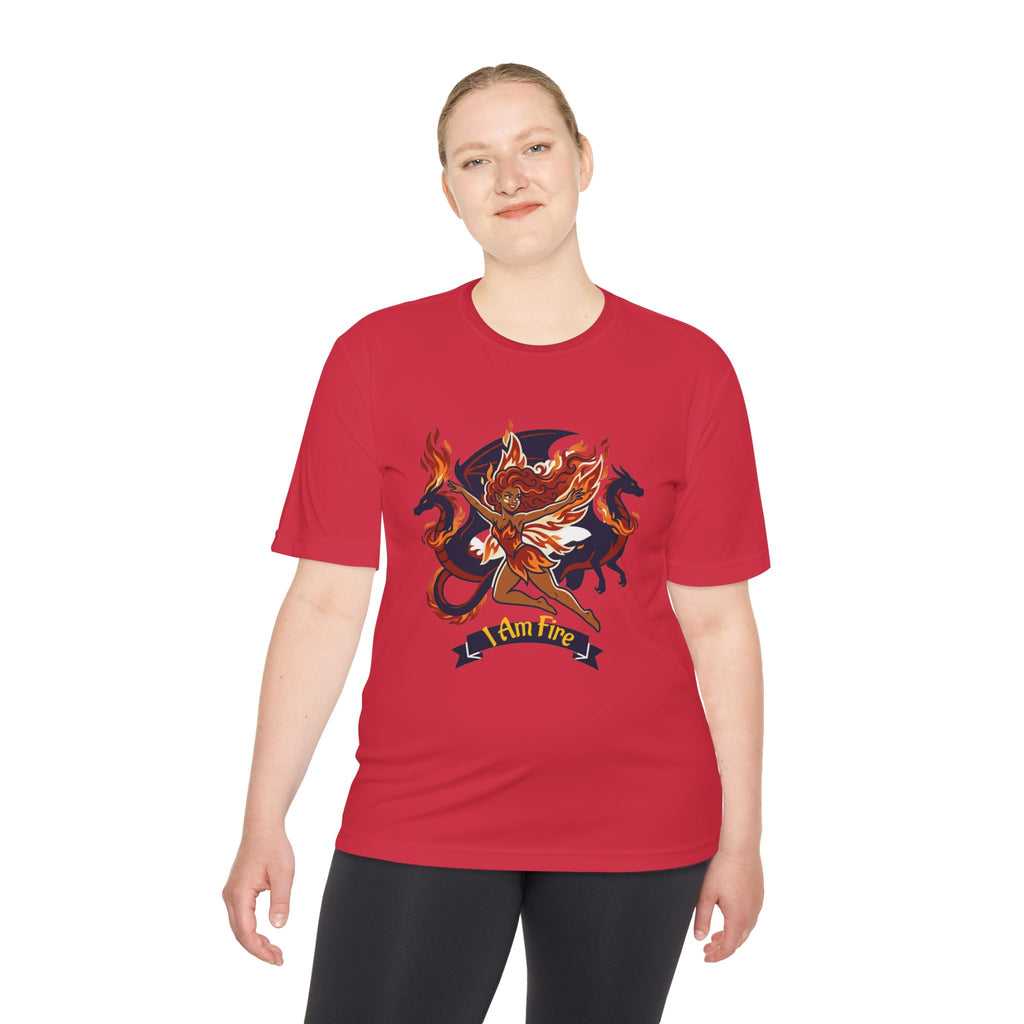 Phoenix Crest Performance Tee — 'I Am Fire' Athletic Shirt