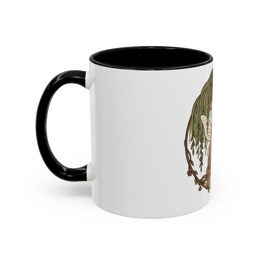 Fairy Willow Coffee Mug — Rustic Brown-Skinned Fairy Illustration (11/15oz)