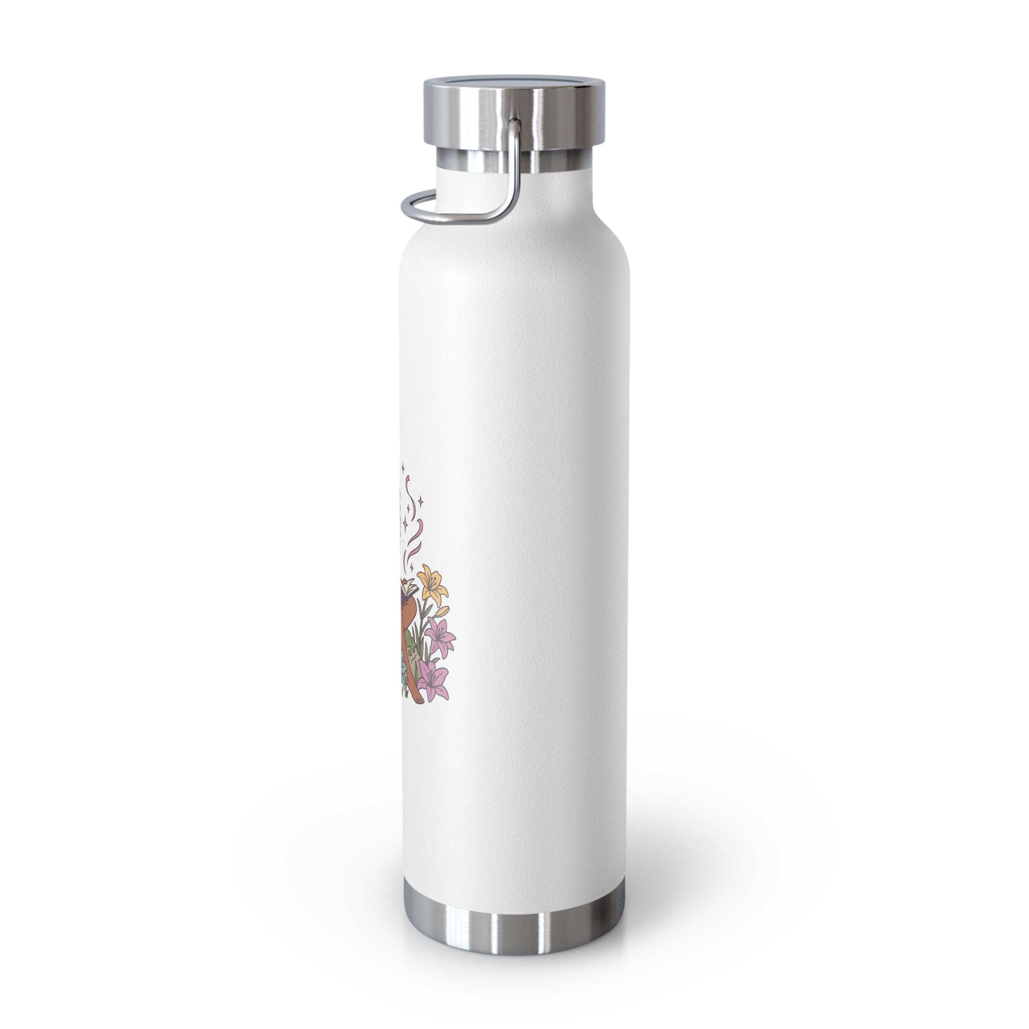 22oz Insulated Water Bottle — Floral Reading Fairy Design