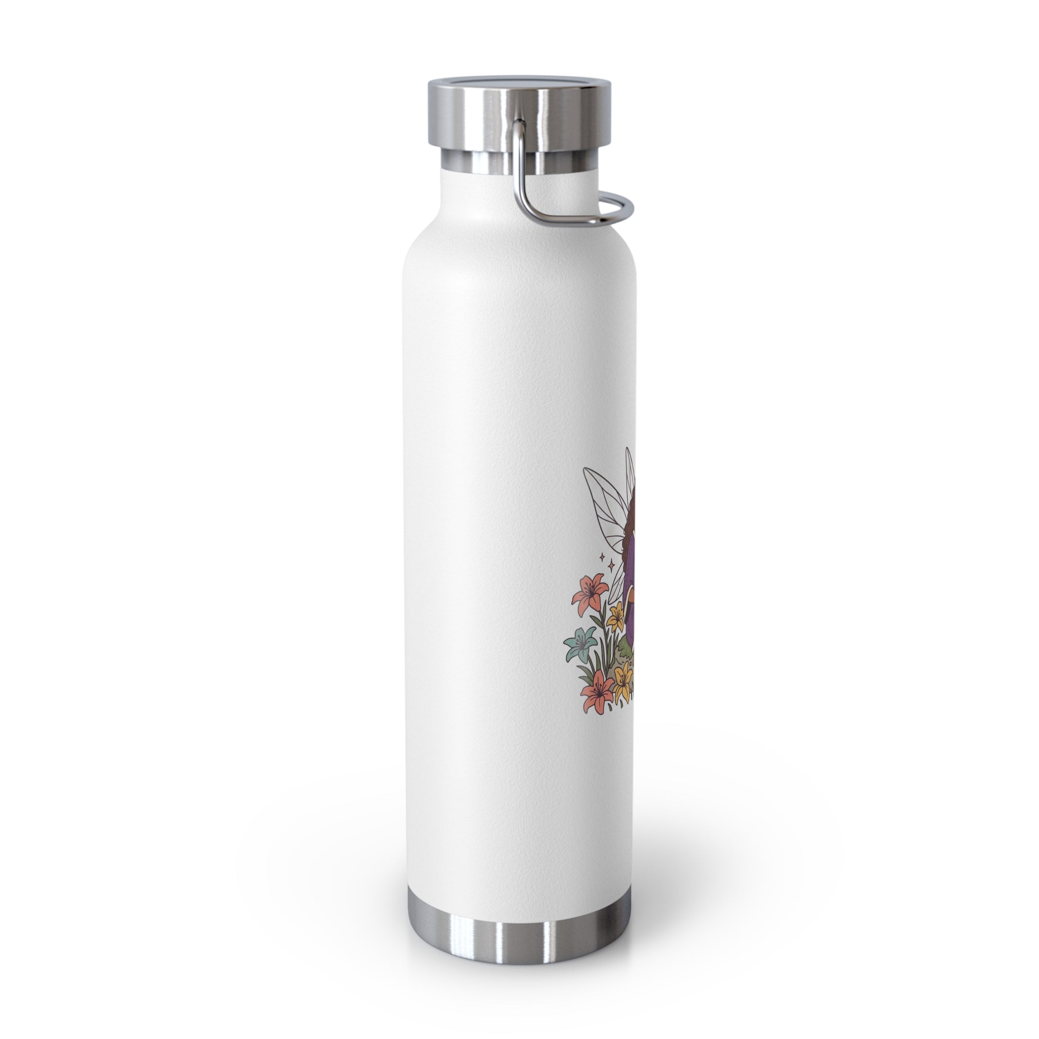 22oz Insulated Water Bottle — Floral Reading Fairy Design