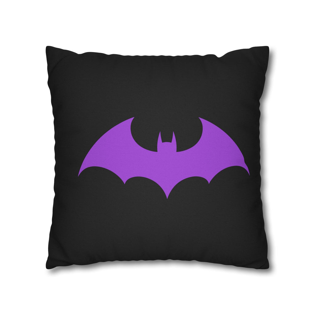Purple Bat Silhouette Pillowcase — Gothic Decorative Throw Pillow Cover