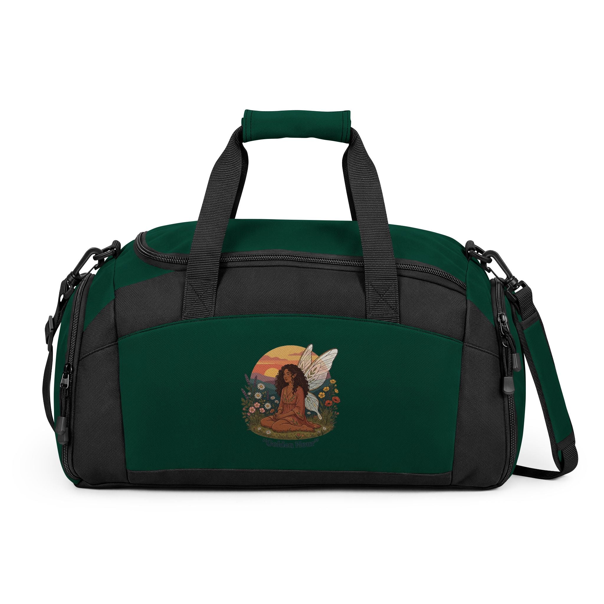 Gym Bag — Boho Sunset Goddess Duffle with Butterfly & Floral Artwork