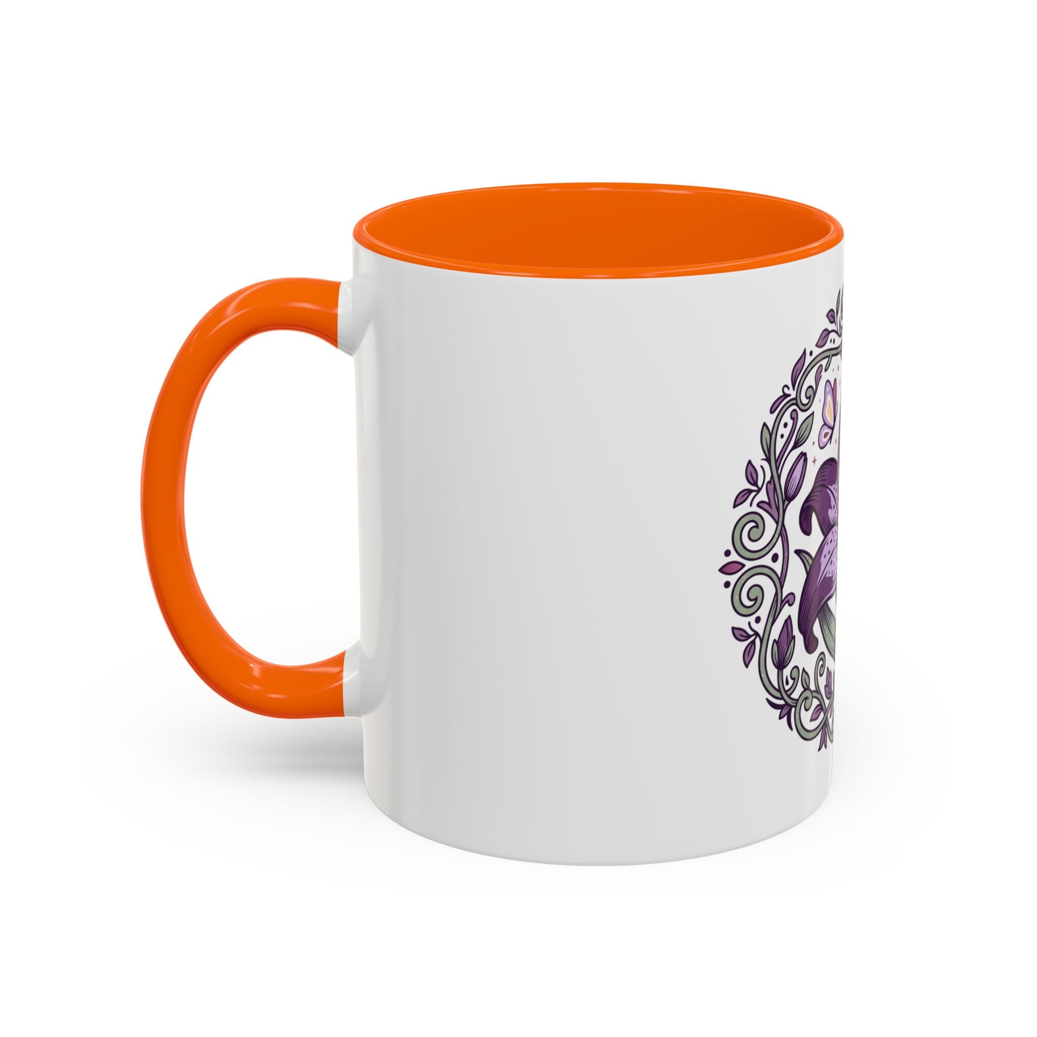 Purple Lily Accent Coffee Mug — Floral Boho Tea & Coffee Cup (11/15oz)