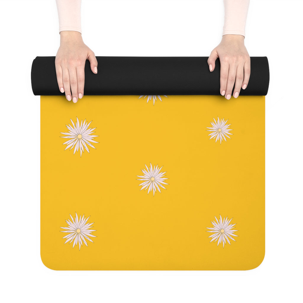 Golden Hour Fairy Rubber Yoga Mat — Non-Slip Floral Meditation Mat