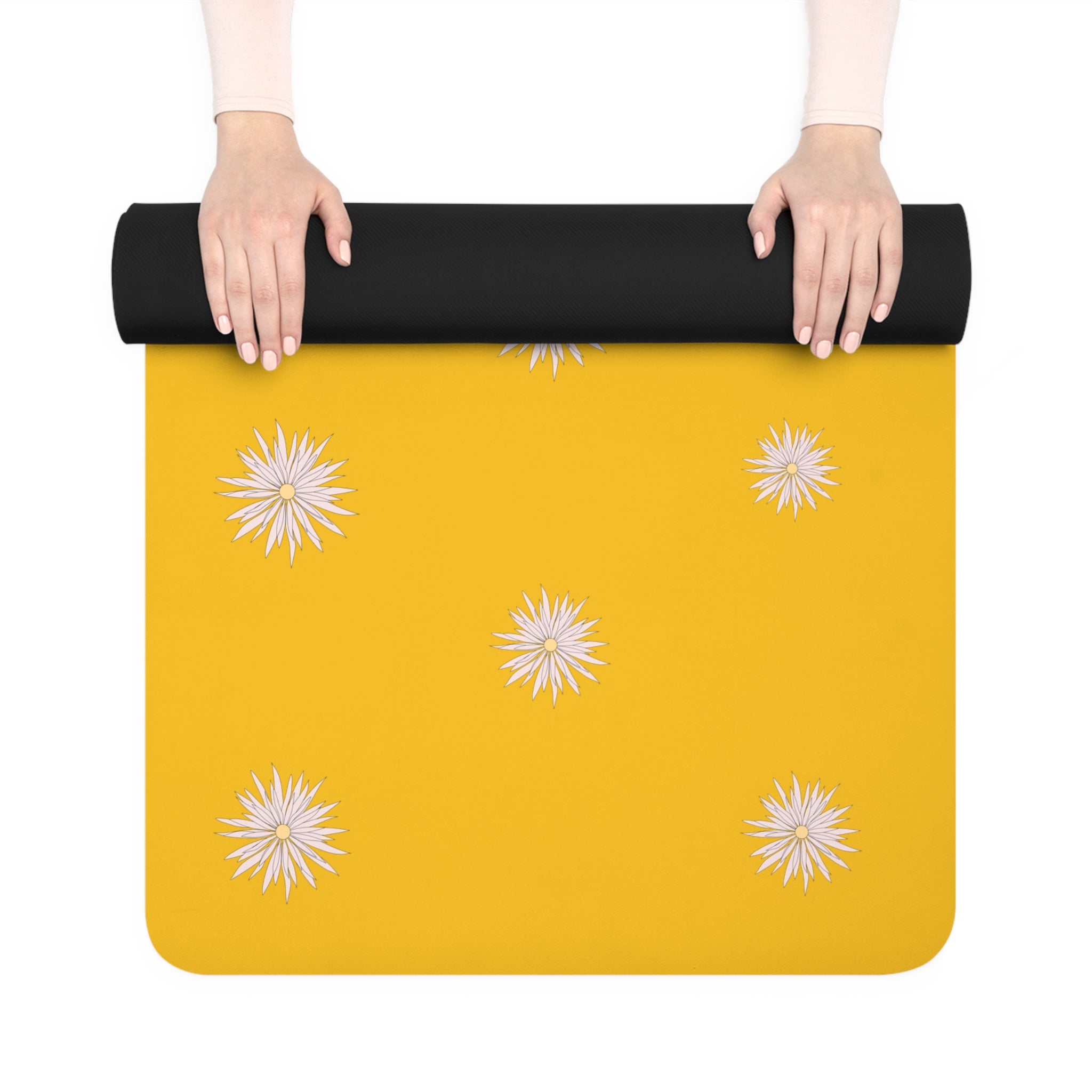 Golden Hour Fairy Rubber Yoga Mat — Non-Slip Floral Meditation Mat