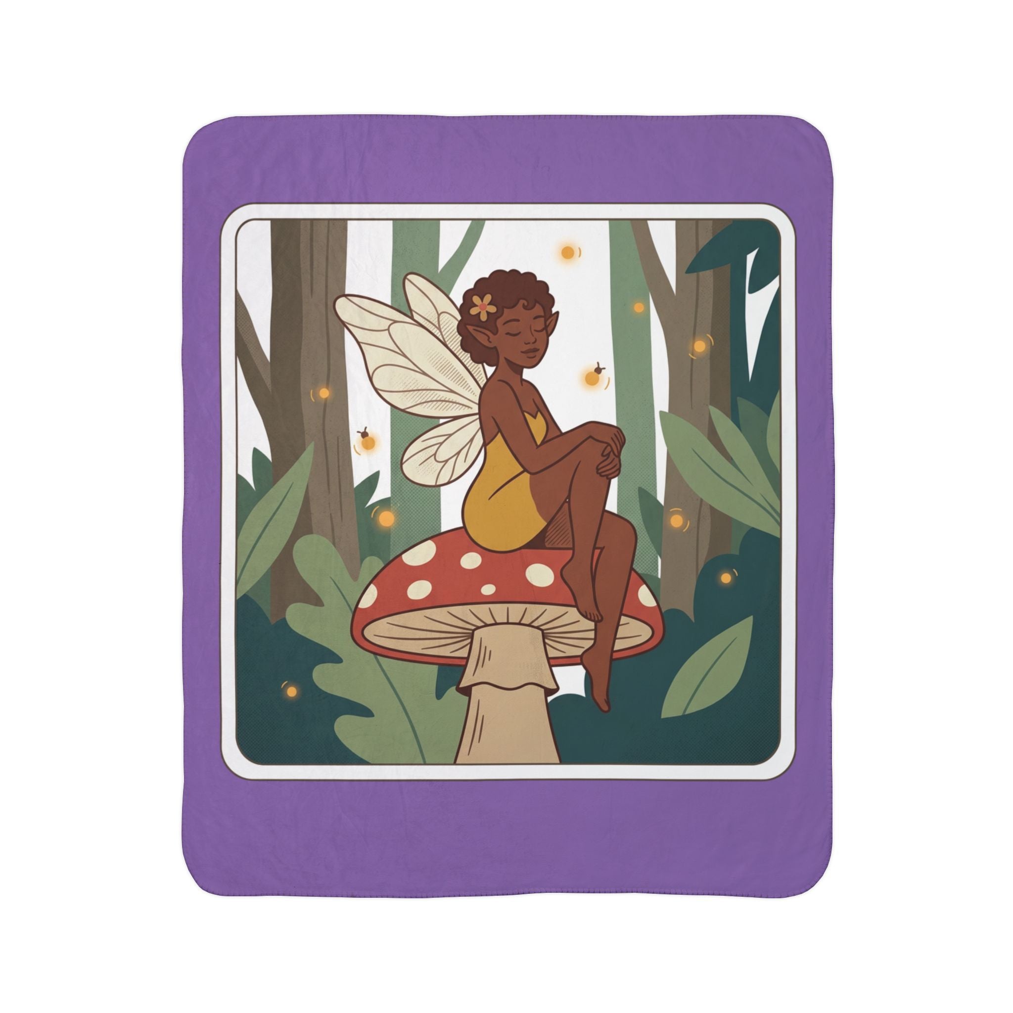 Fairy Mushroom Fleece Sherpa Blanket