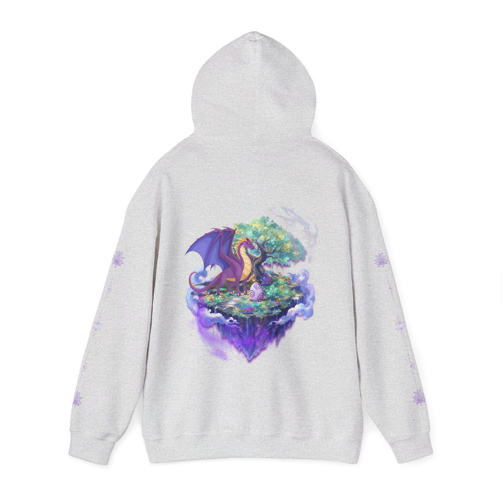 Dragon Isle Hoodie — Passion Script Fantasy Hoodie with Floating Island Art