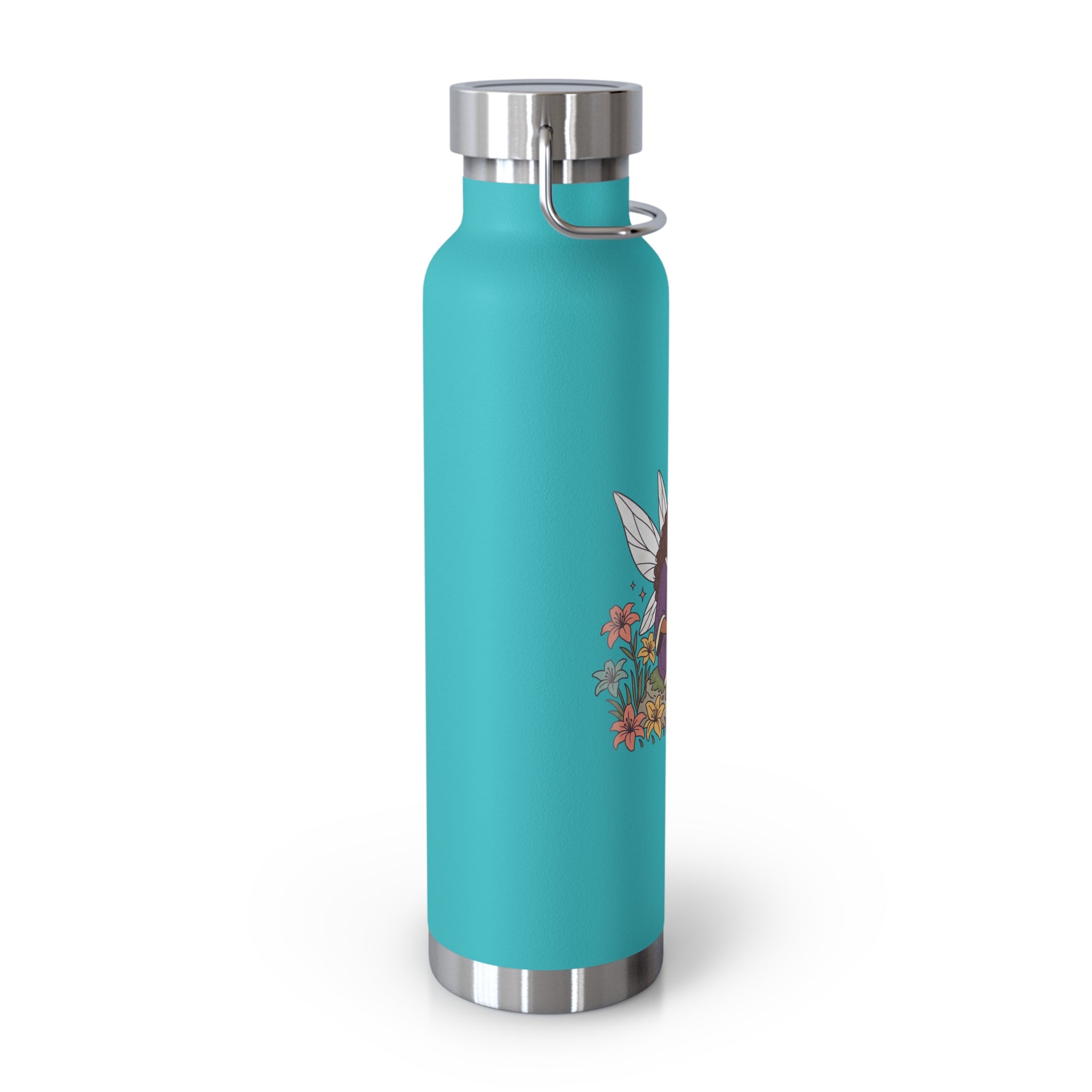 22oz Insulated Water Bottle — Floral Reading Fairy Design