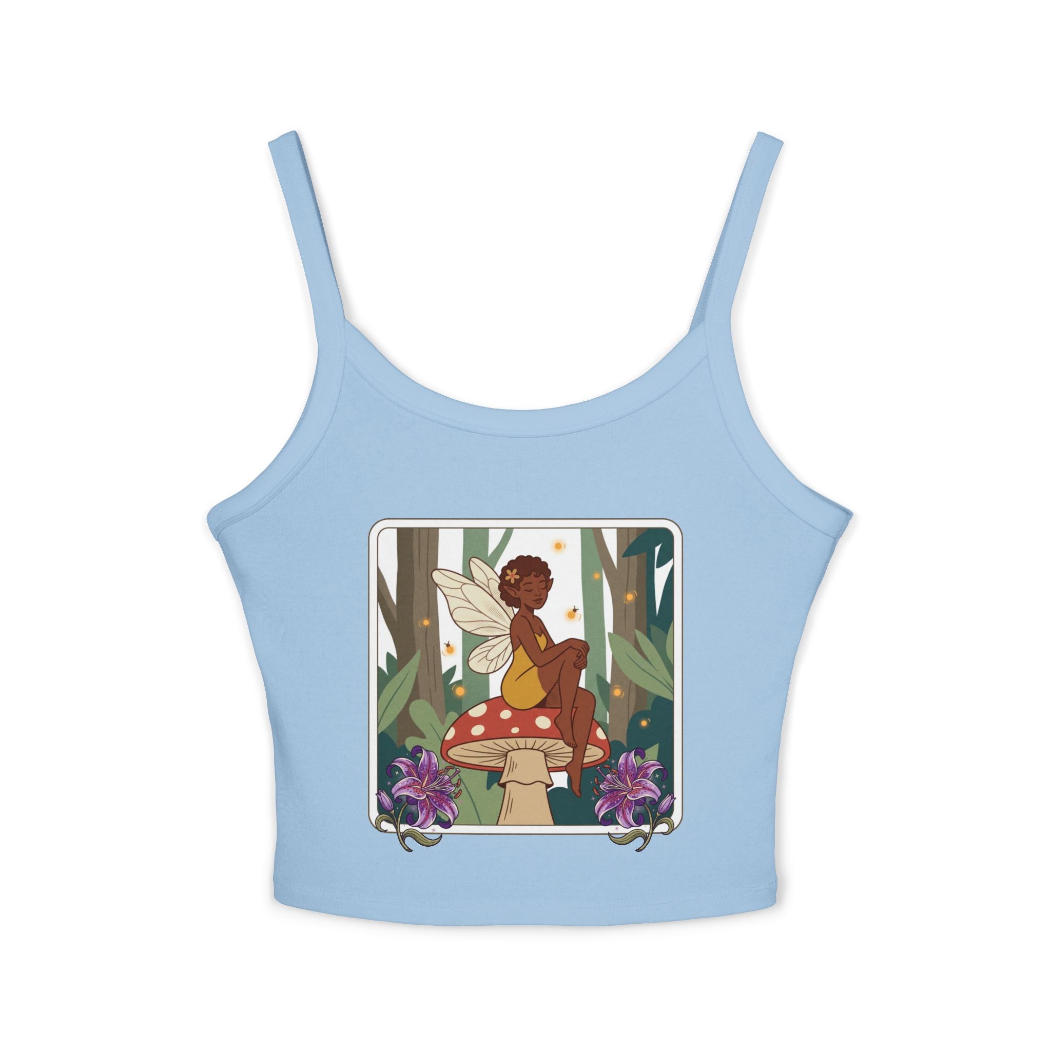 Fairy Mushroom Tank Top - Whimsical Forest Fairy Graphic Crop