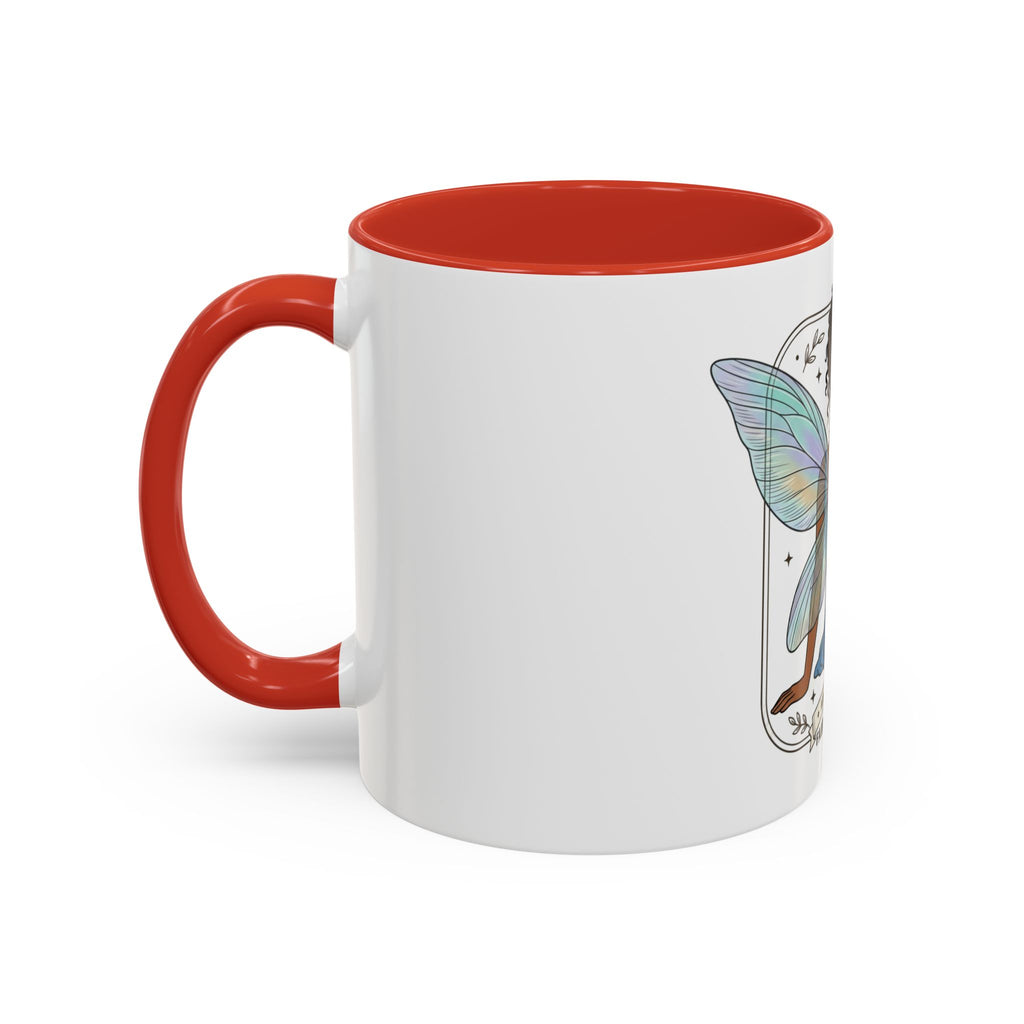 Fairy Embrace Accent Coffee Mug — Aurora Flora Black-Handled 11/15oz