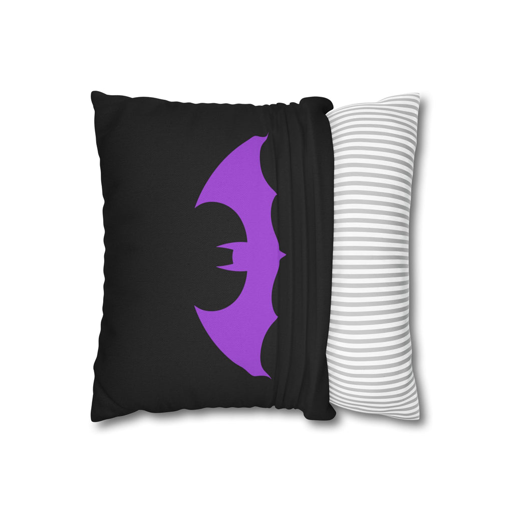 Purple Bat Silhouette Pillowcase — Gothic Decorative Throw Pillow Cover