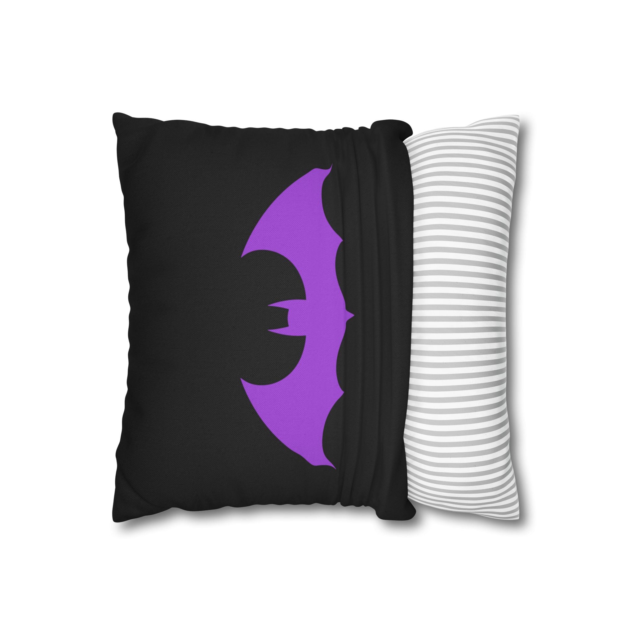 Purple Bat Silhouette Pillowcase — Gothic Decorative Throw Pillow Cover