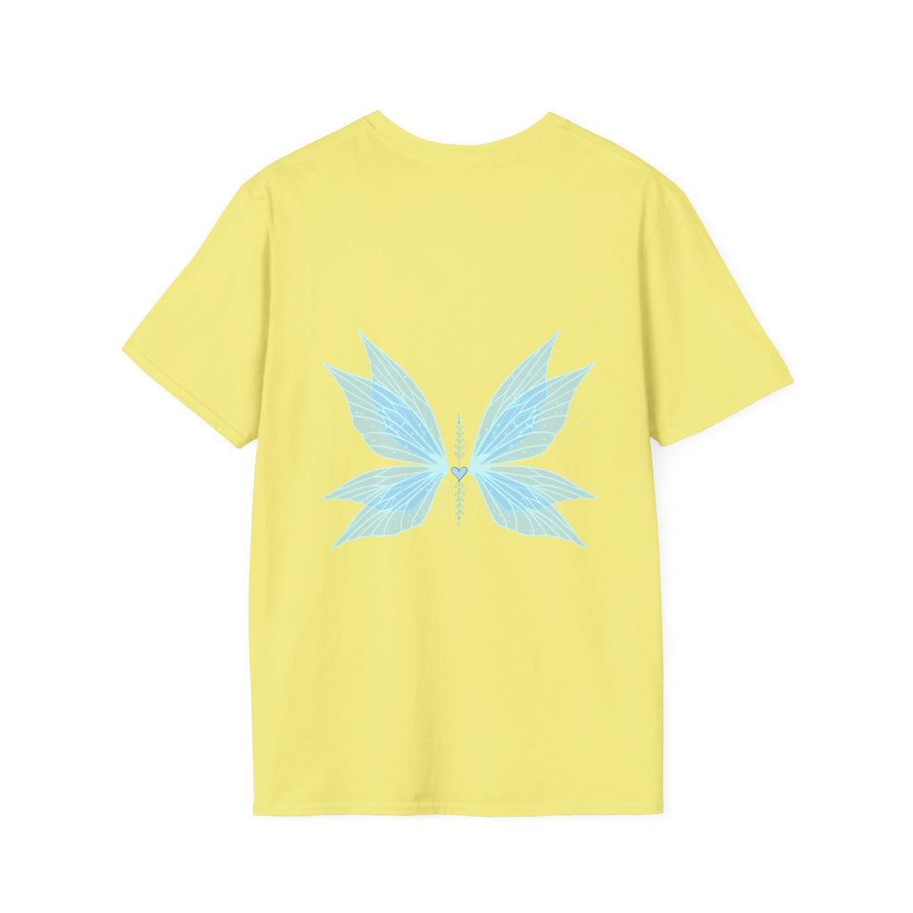 Blue Watercolor Butterfly Tee — Minimal Chest Graphic T-Shirt