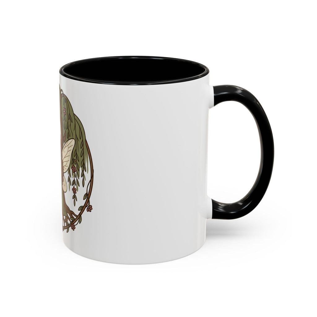 Fairy Willow Coffee Mug — Rustic Brown-Skinned Fairy Illustration (11/15oz)