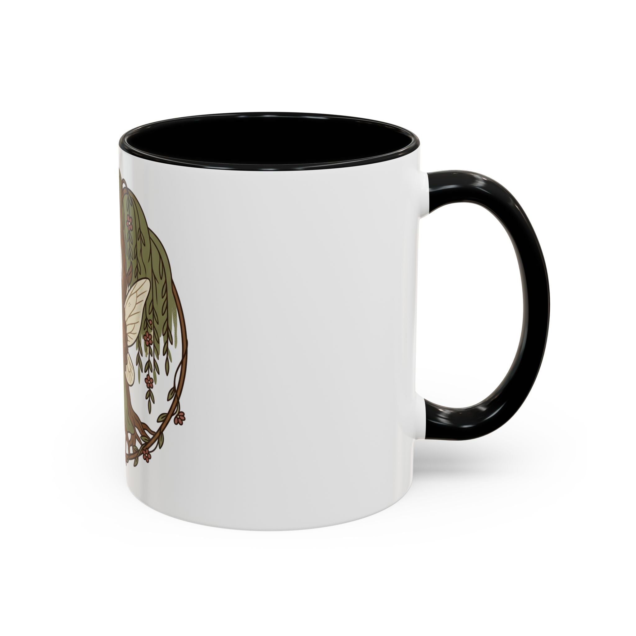 Fairy Willow Coffee Mug — Rustic Brown-Skinned Fairy Illustration (11/15oz)
