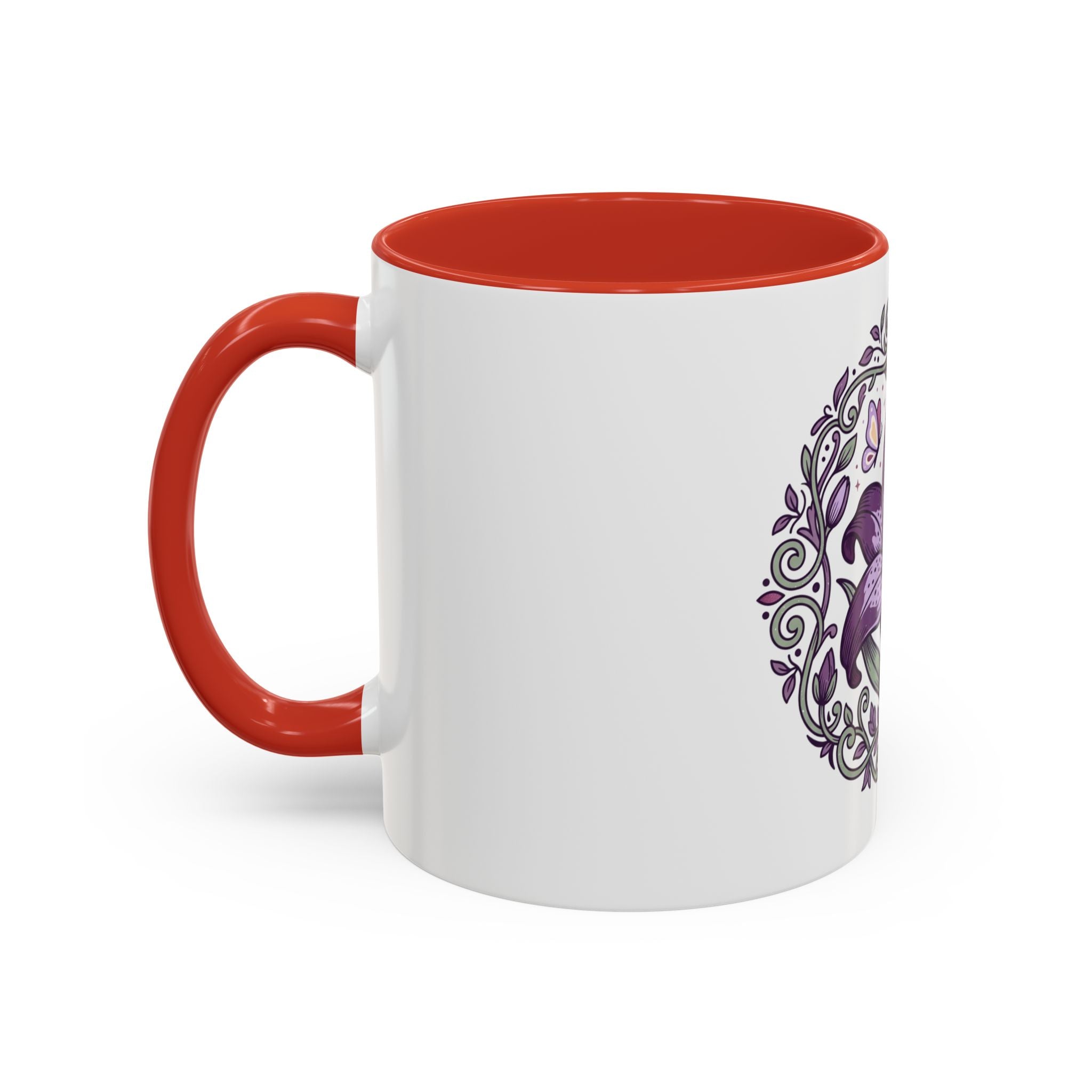 Purple Lily Accent Coffee Mug — Floral Boho Tea & Coffee Cup (11/15oz)