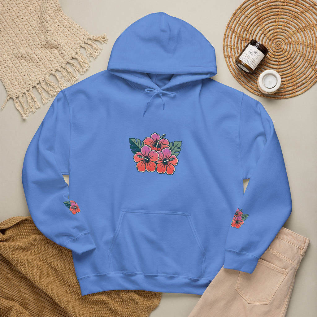 Hibiscus Floral Hoodie — Tropical Flower Graphic Sweatshirt
