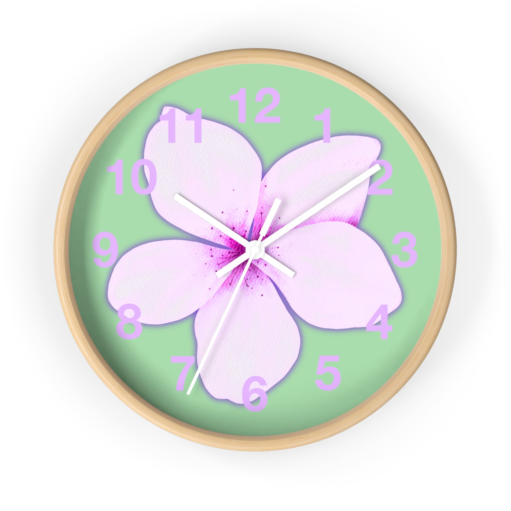 Pink Plumeria Wall Clock — Tropical Floral Decorative Clock