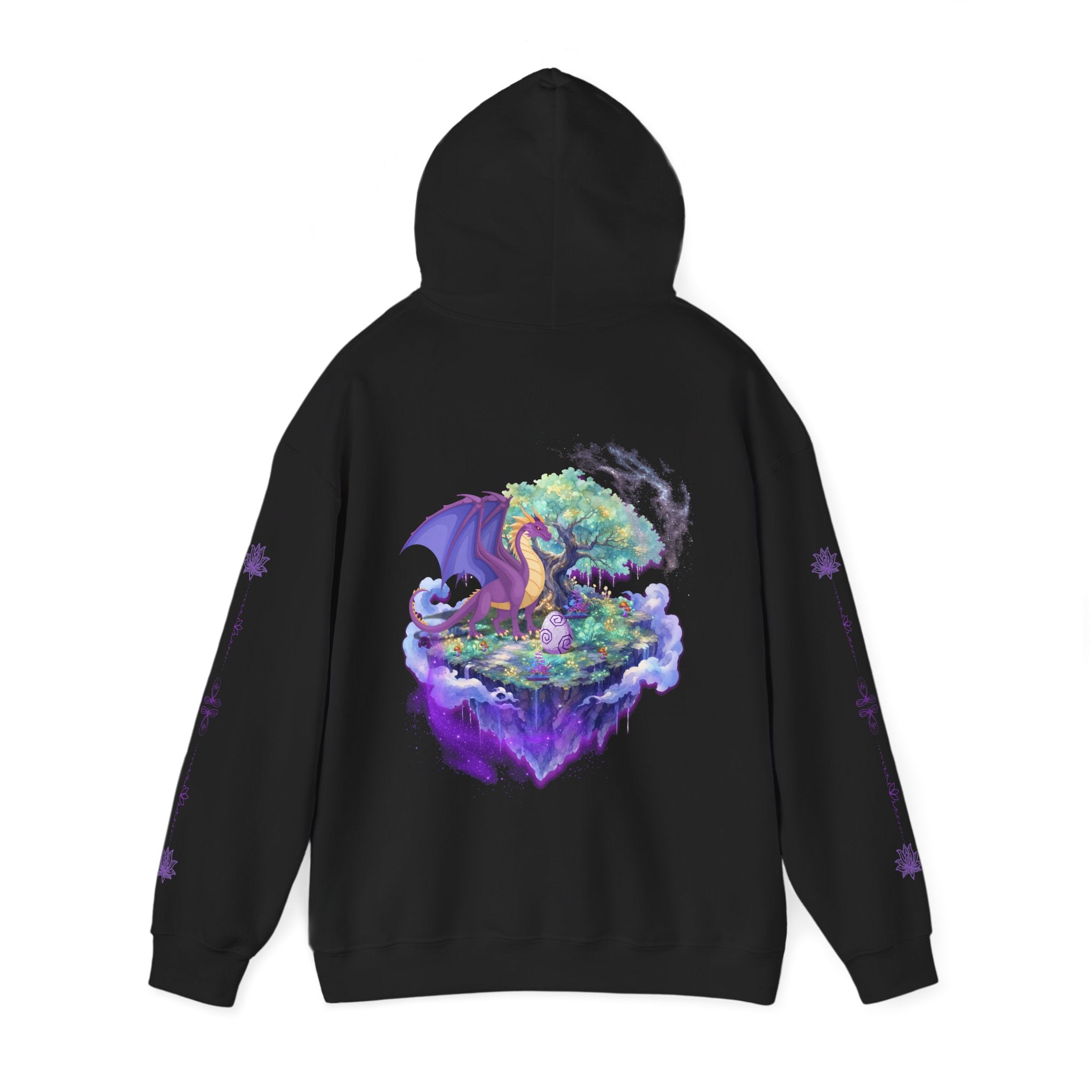 Dragon Isle Hoodie — Passion Script Fantasy Hoodie with Floating Island Art