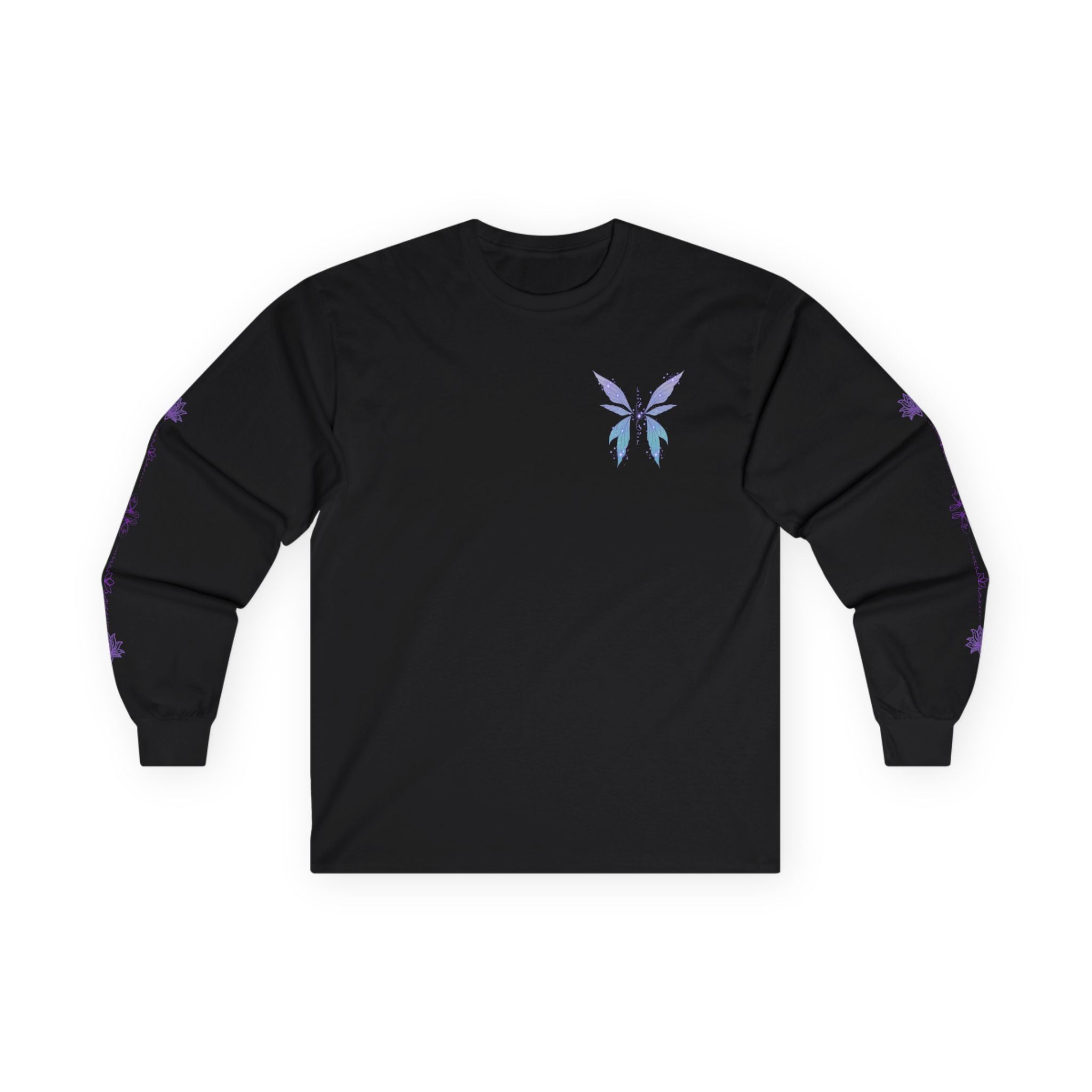 Butterfly Wings Long Sleeve Tee — Pastel Blue & Lavender Chest and Back Print