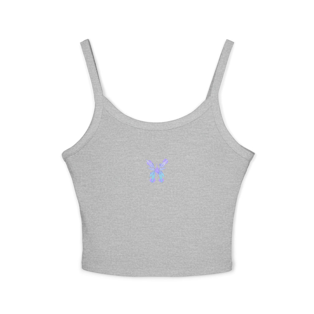 Butterfly Watercolor Crop Tank Top — Lavender Blue Feminine Spaghetti Strap