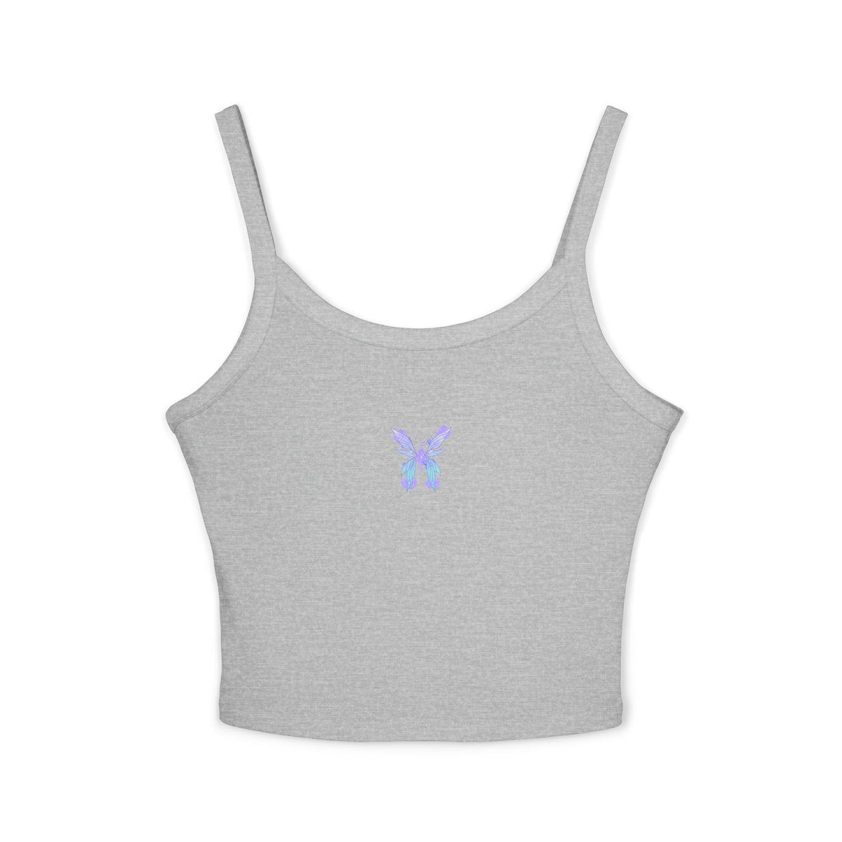 Butterfly Watercolor Crop Tank Top — Lavender Blue Feminine Spaghetti Strap