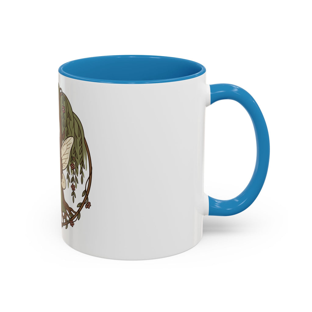 Fairy Willow Coffee Mug — Rustic Brown-Skinned Fairy Illustration (11/15oz)
