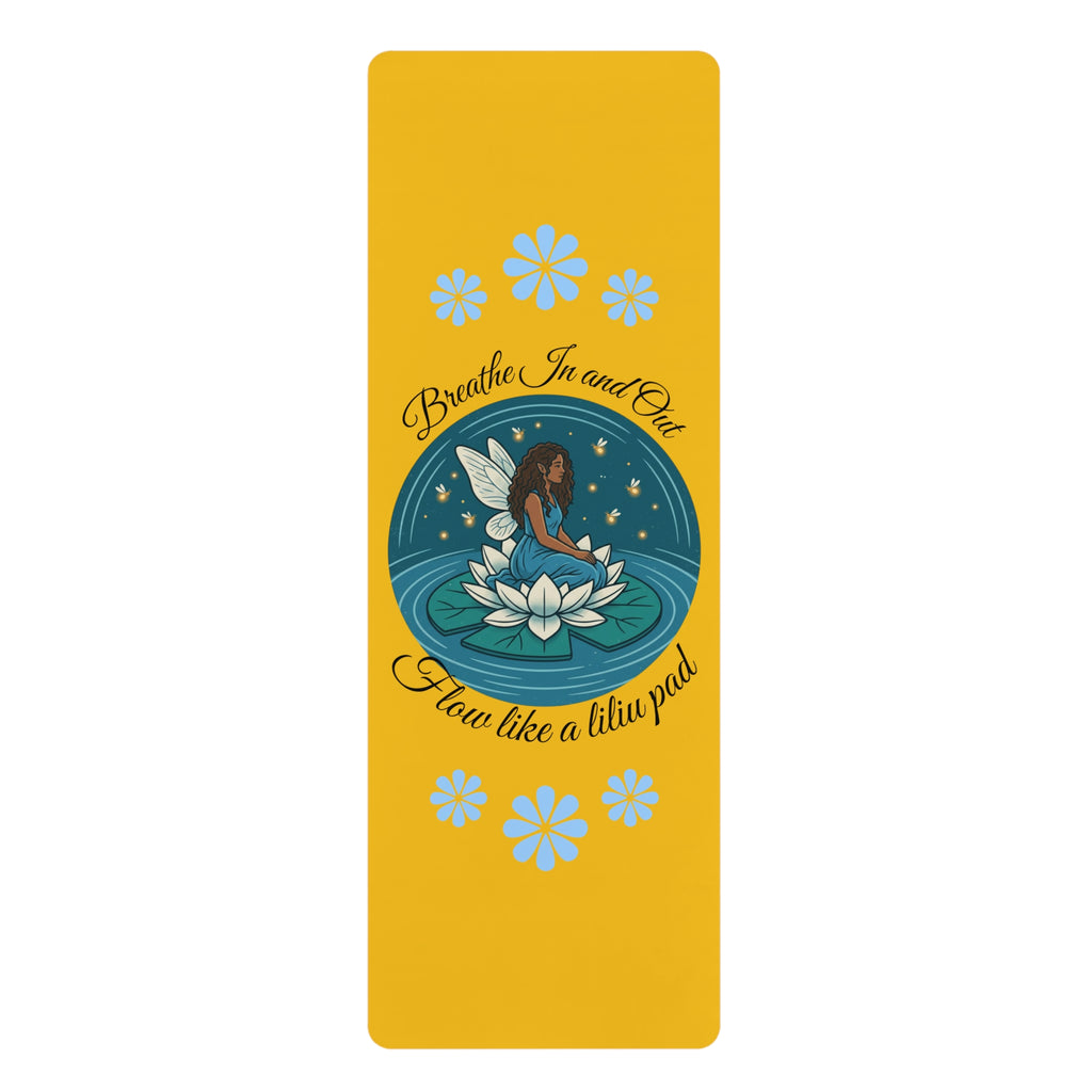 Yellow Lotus Yoga Mat — "Breathe In and Out, Flow Like a Lotus Pod" Rubber Mat