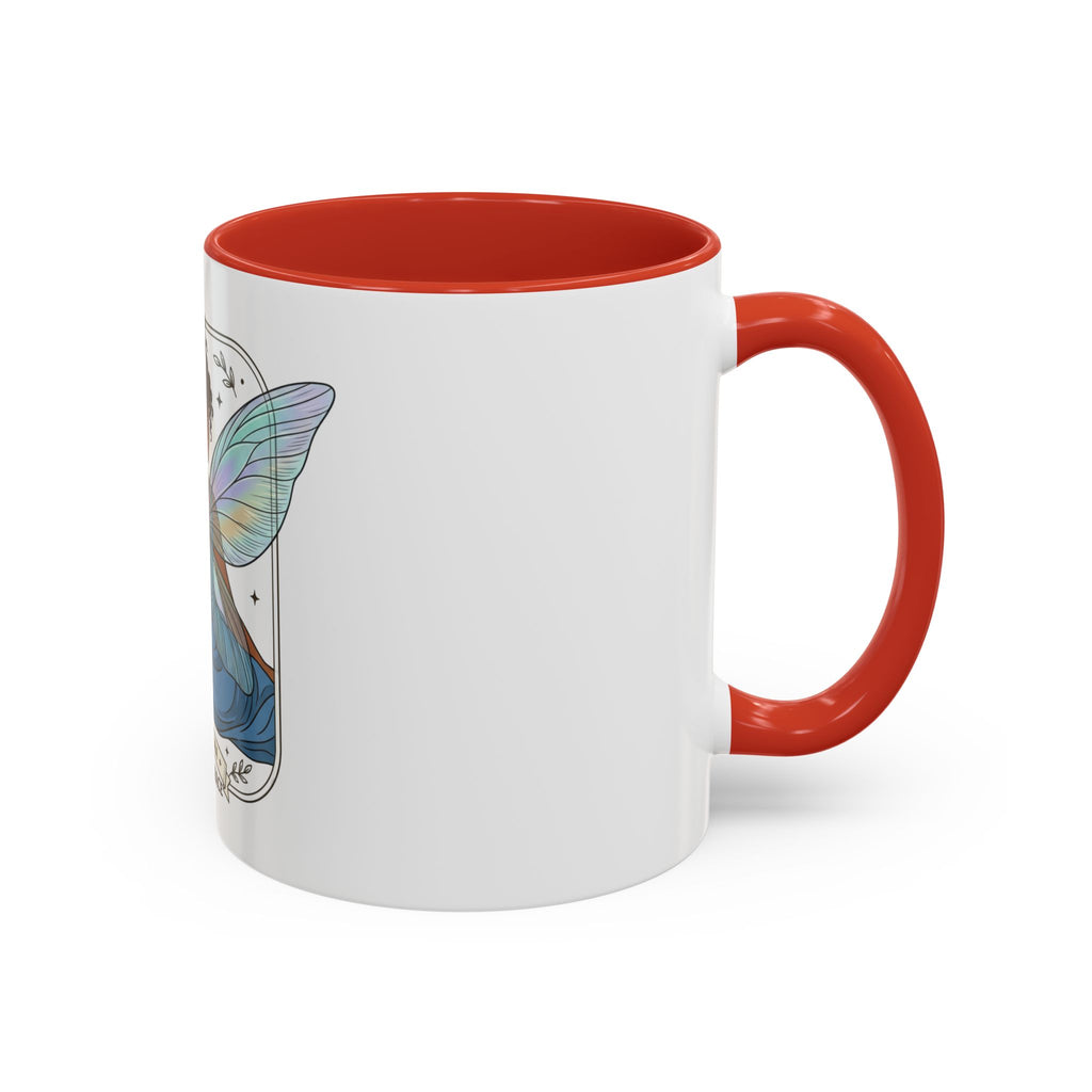 Fairy Embrace Accent Coffee Mug — Aurora Flora Black-Handled 11/15oz
