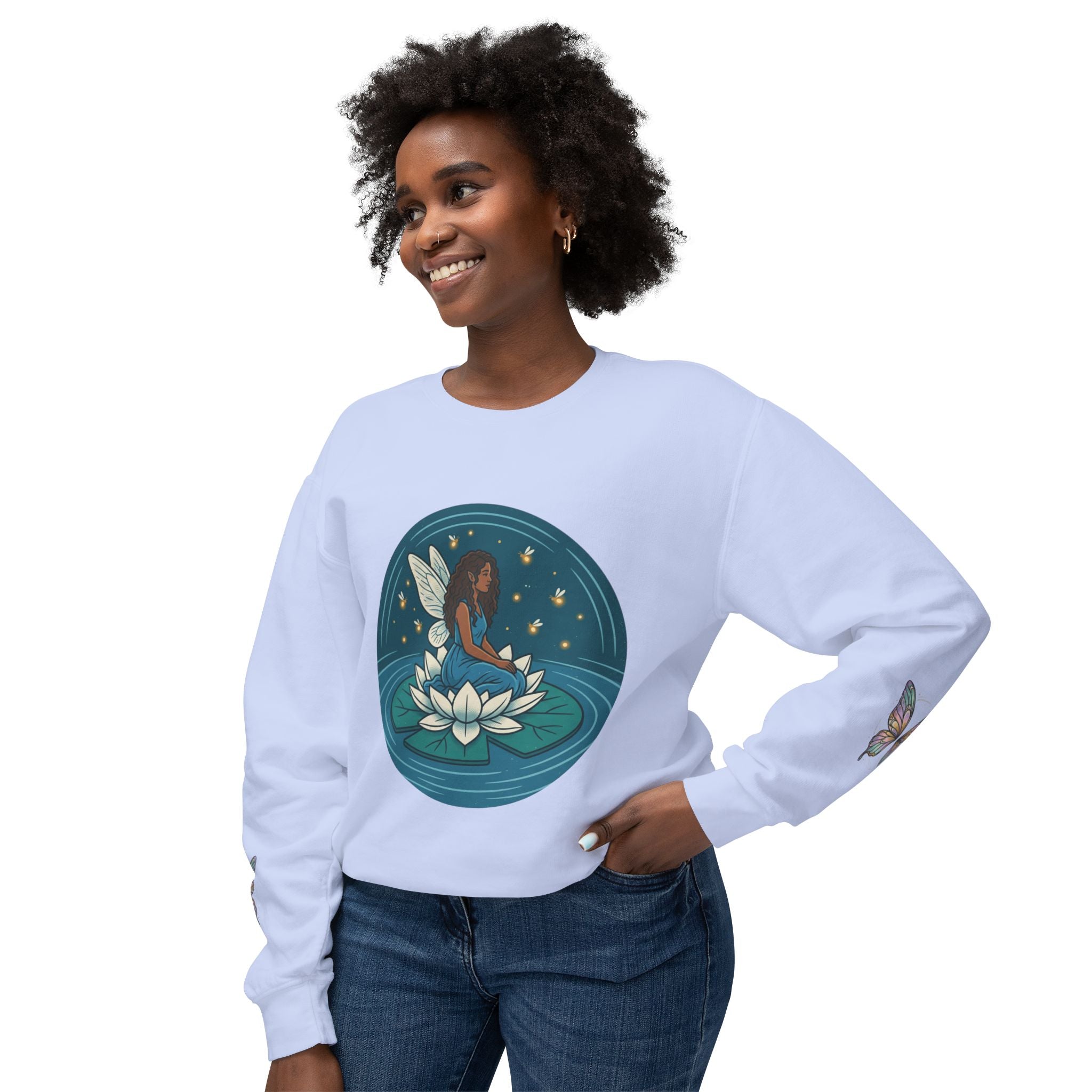 Lotus Fairy Crewneck Sweatshirt – Magical Night Garden Graphic
