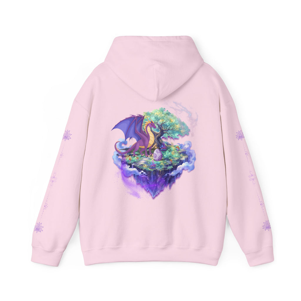 Dragon Isle Hoodie — Passion Script Fantasy Hoodie with Floating Island Art