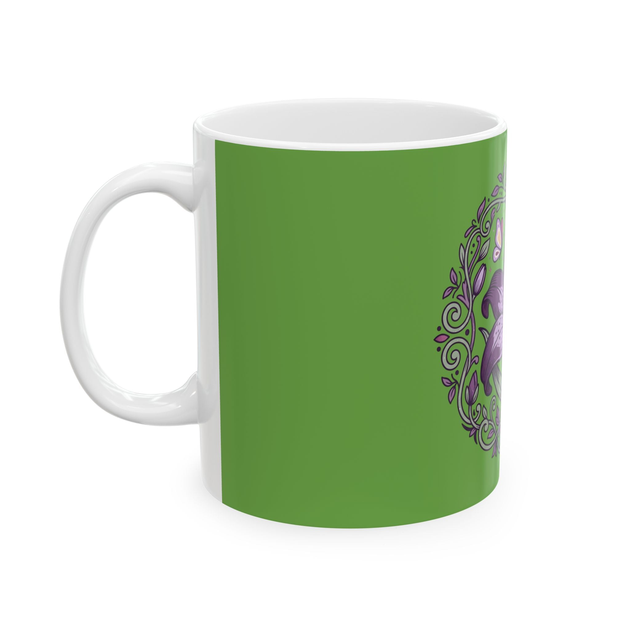 Purple Lily Floral Ceramic Mug (11oz/15oz) — Green Botanical Coffee Cup