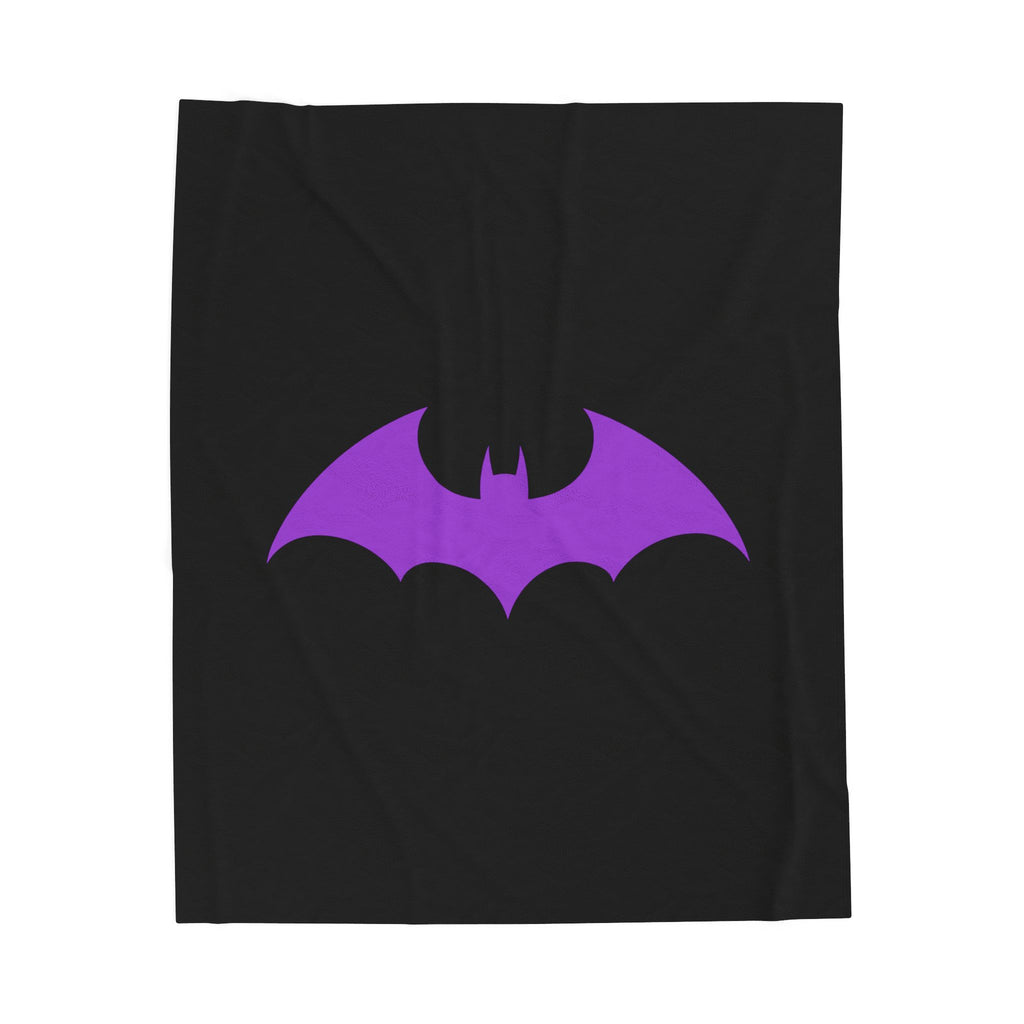 Purple Bat Emblem Velveteen Plush Blanket — Cozy Halloween Throw