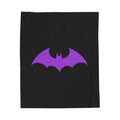 Purple Bat Emblem Velveteen Plush Blanket — Cozy Halloween Throw