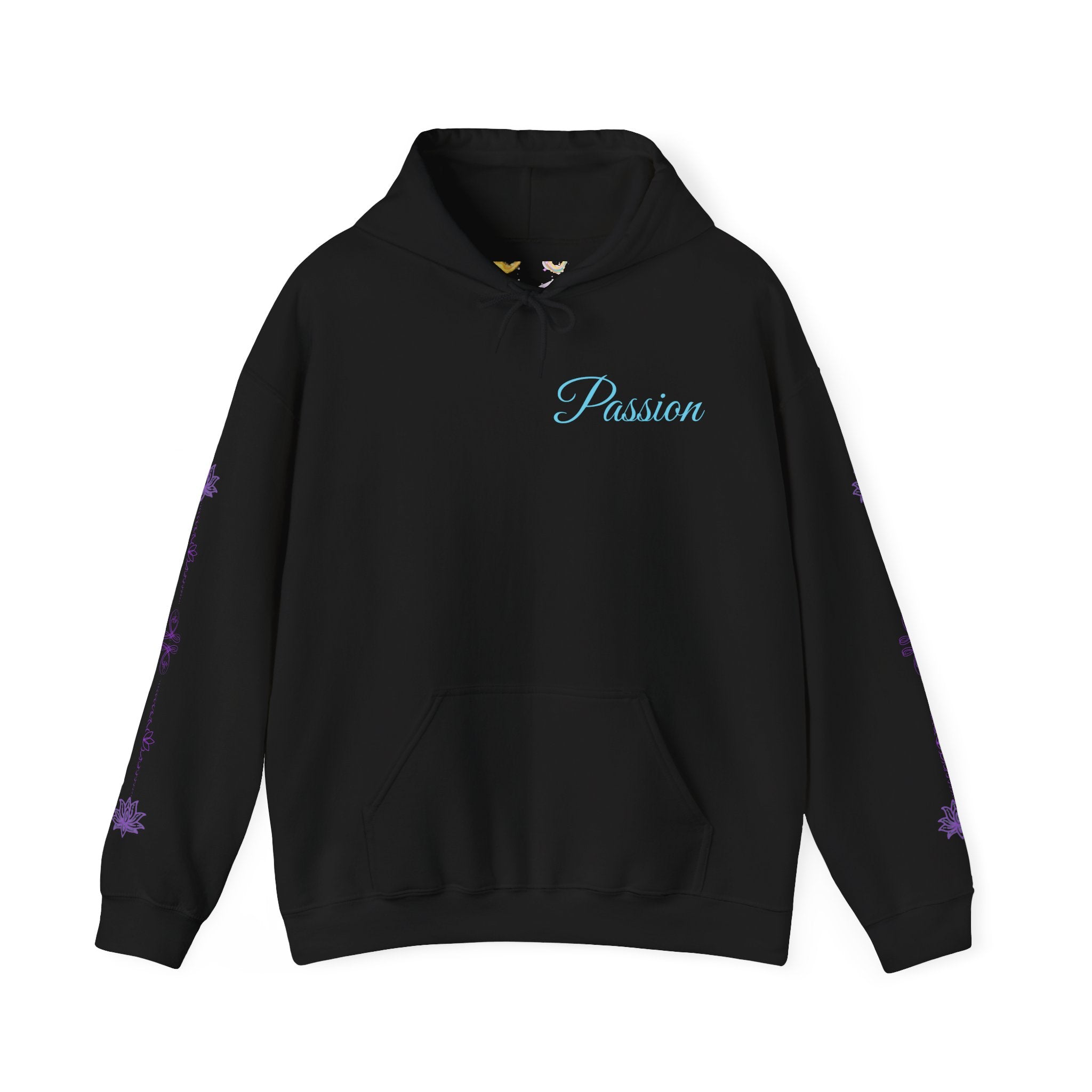 Dragon Isle Hoodie — Passion Script Fantasy Hoodie with Floating Island Art