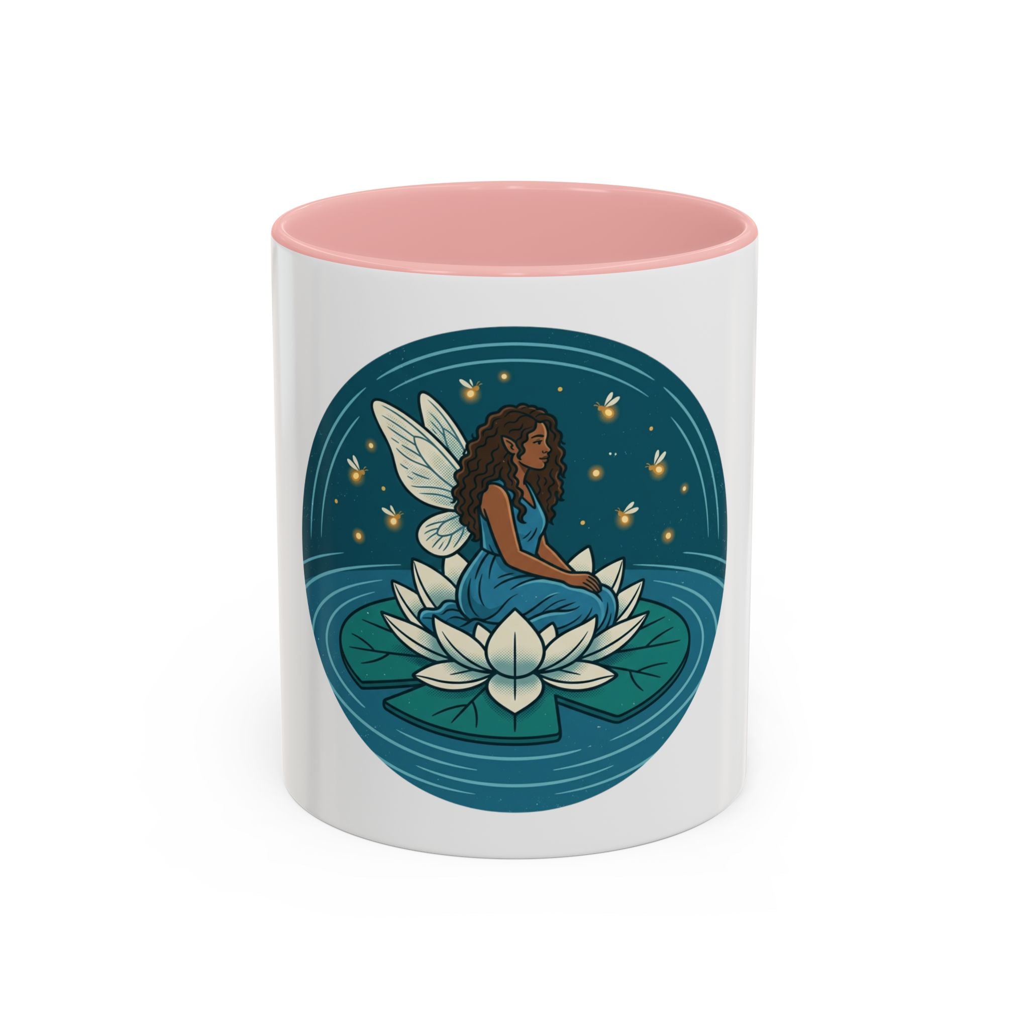 Lotus Fairy Coffee Mug — Whimsical Night Garden Accent Mug