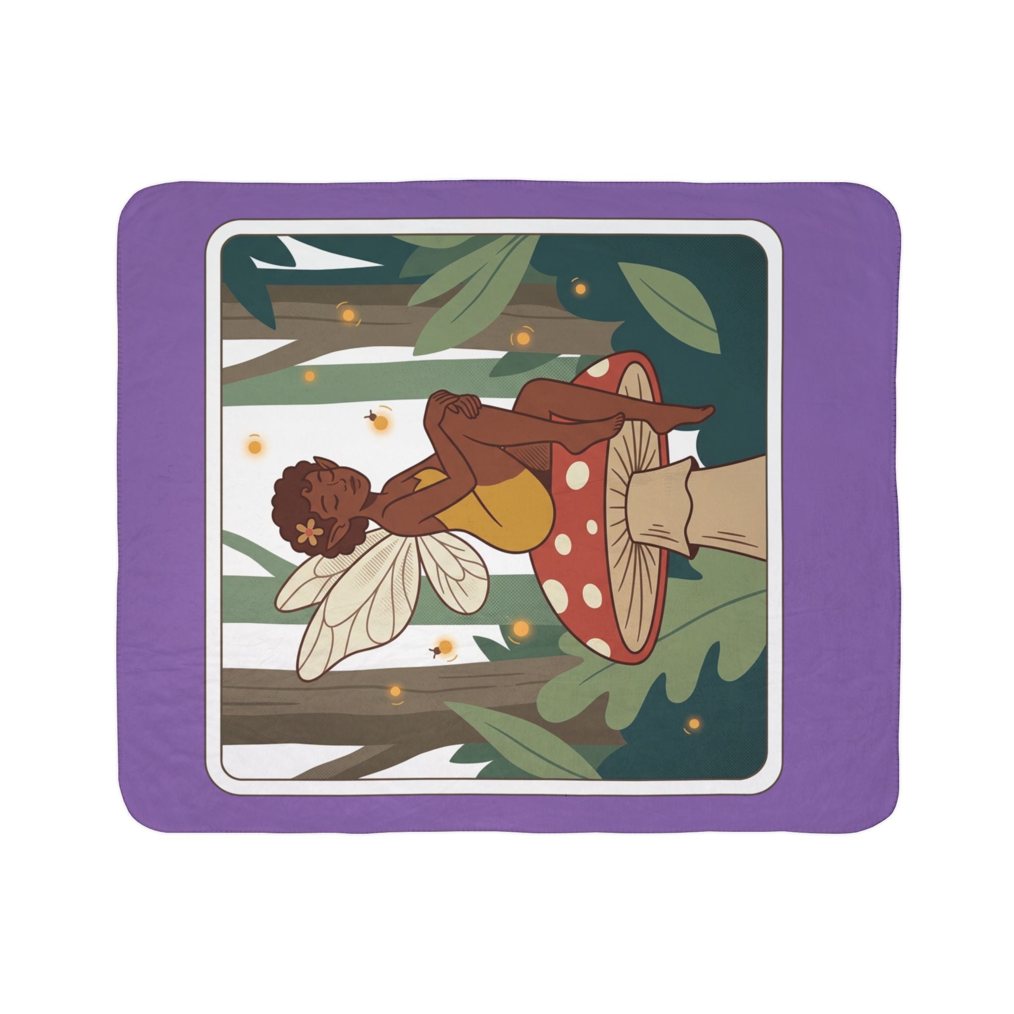 Fairy Mushroom Fleece Sherpa Blanket