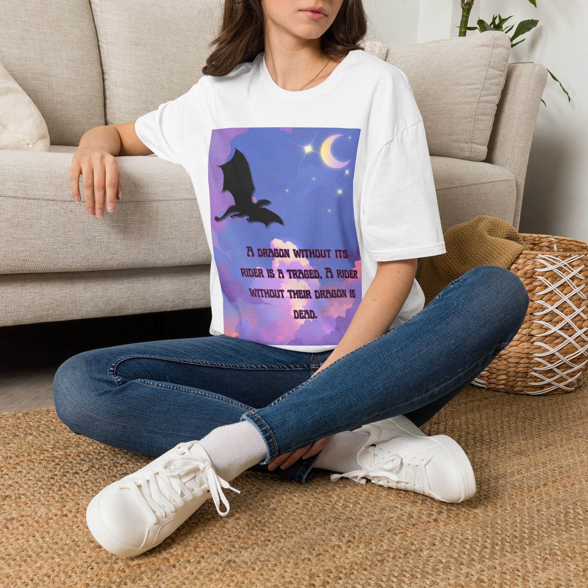Dragon Silhouette T-Shirt — "A Dragon Without Its Wings..." Inspirational Night Sky Design