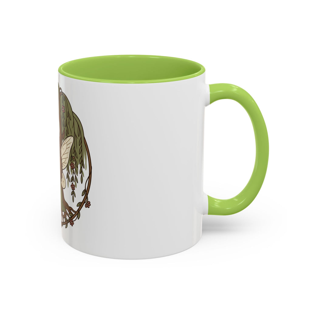 Fairy Willow Coffee Mug — Rustic Brown-Skinned Fairy Illustration (11/15oz)