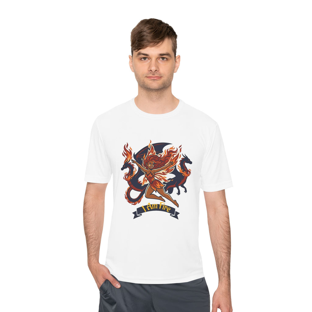 Phoenix Crest Performance Tee — 'I Am Fire' Athletic Shirt