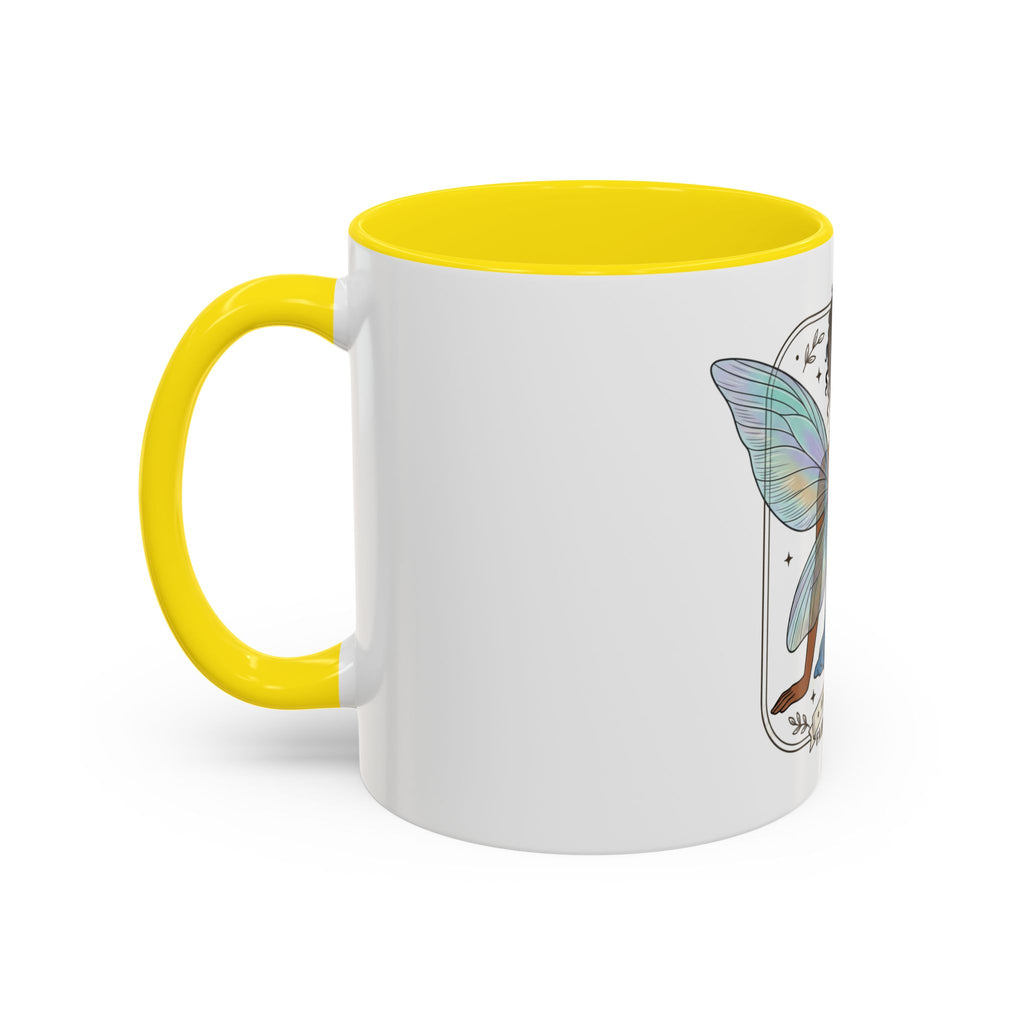 Fairy Embrace Accent Coffee Mug — Aurora Flora Black-Handled 11/15oz