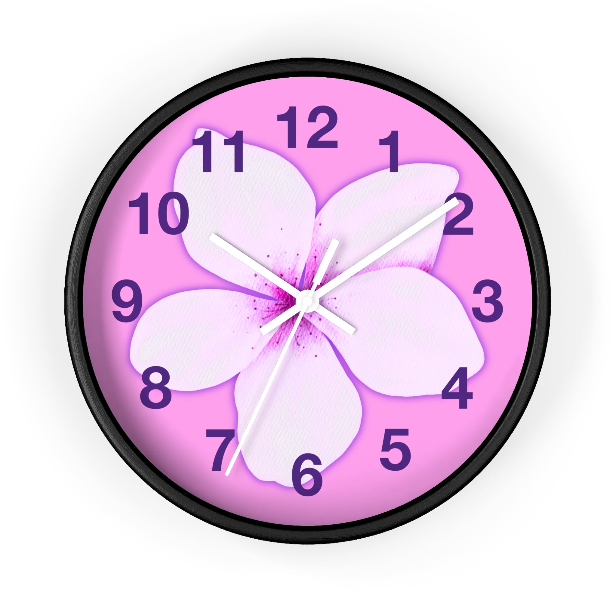 Pink Plumeria Wall Clock — Tropical Floral Decorative Clock