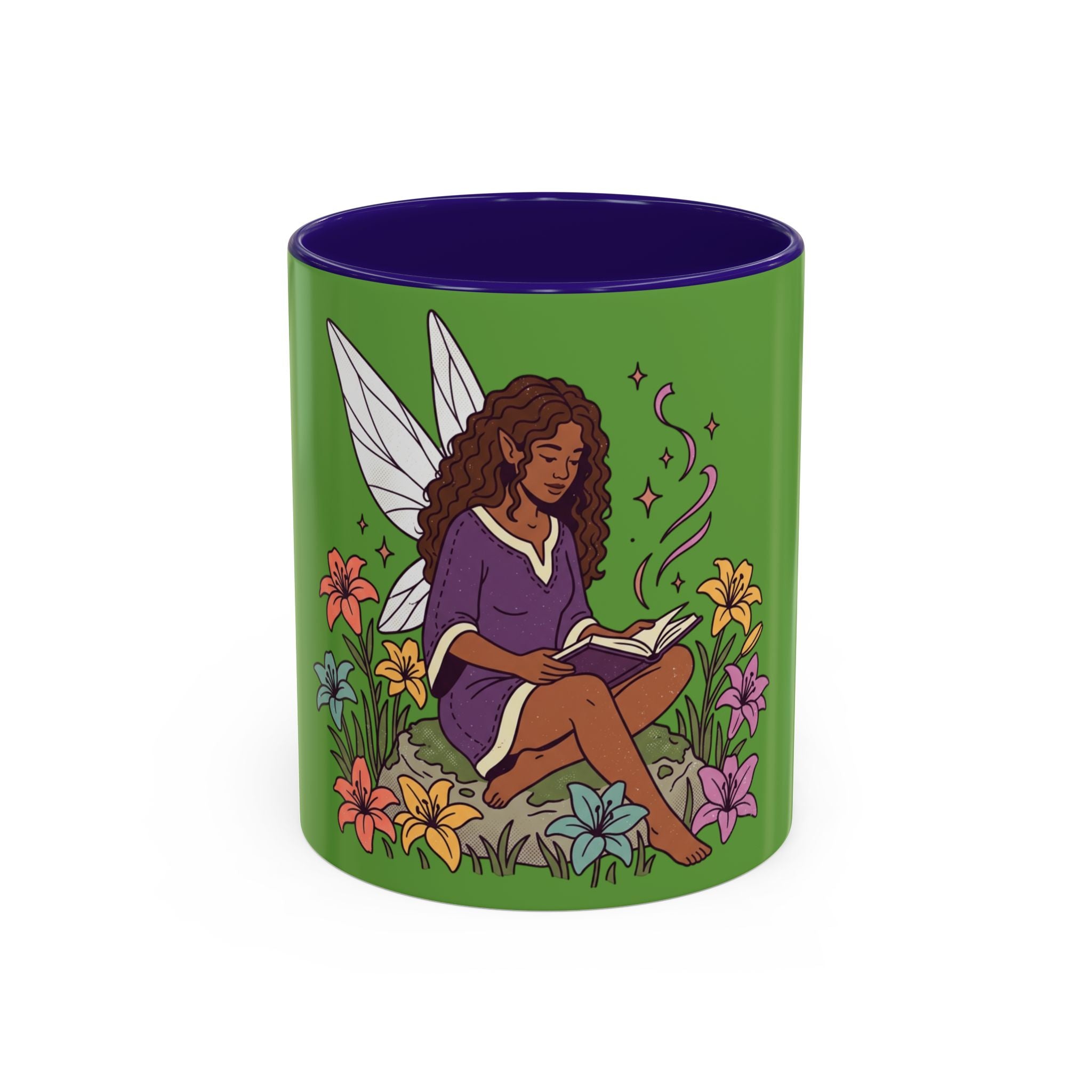 Fairy Reading Mug — Whimsical Floral Coffee Cup (11oz & 15oz)