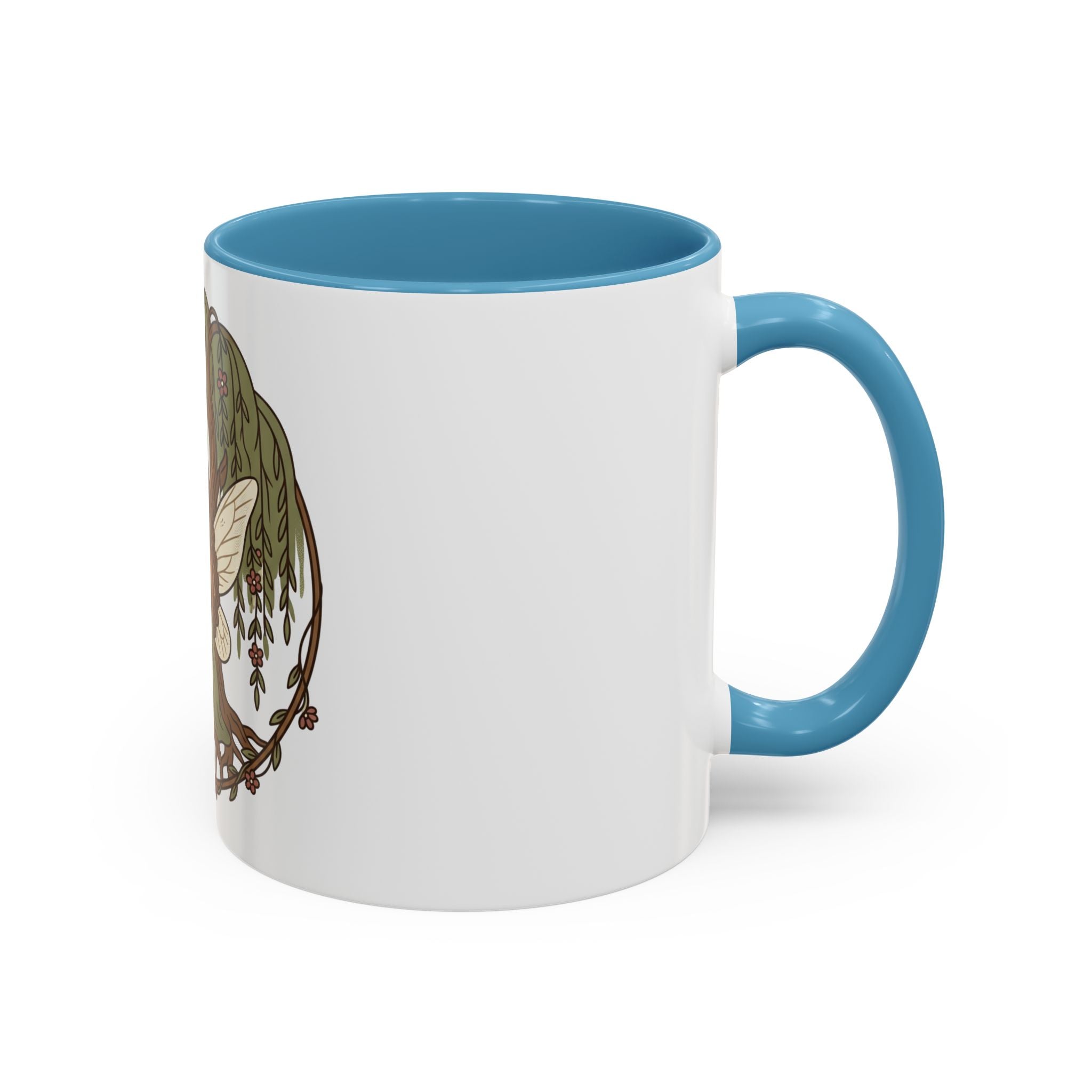 Fairy Willow Coffee Mug — Rustic Brown-Skinned Fairy Illustration (11/15oz)