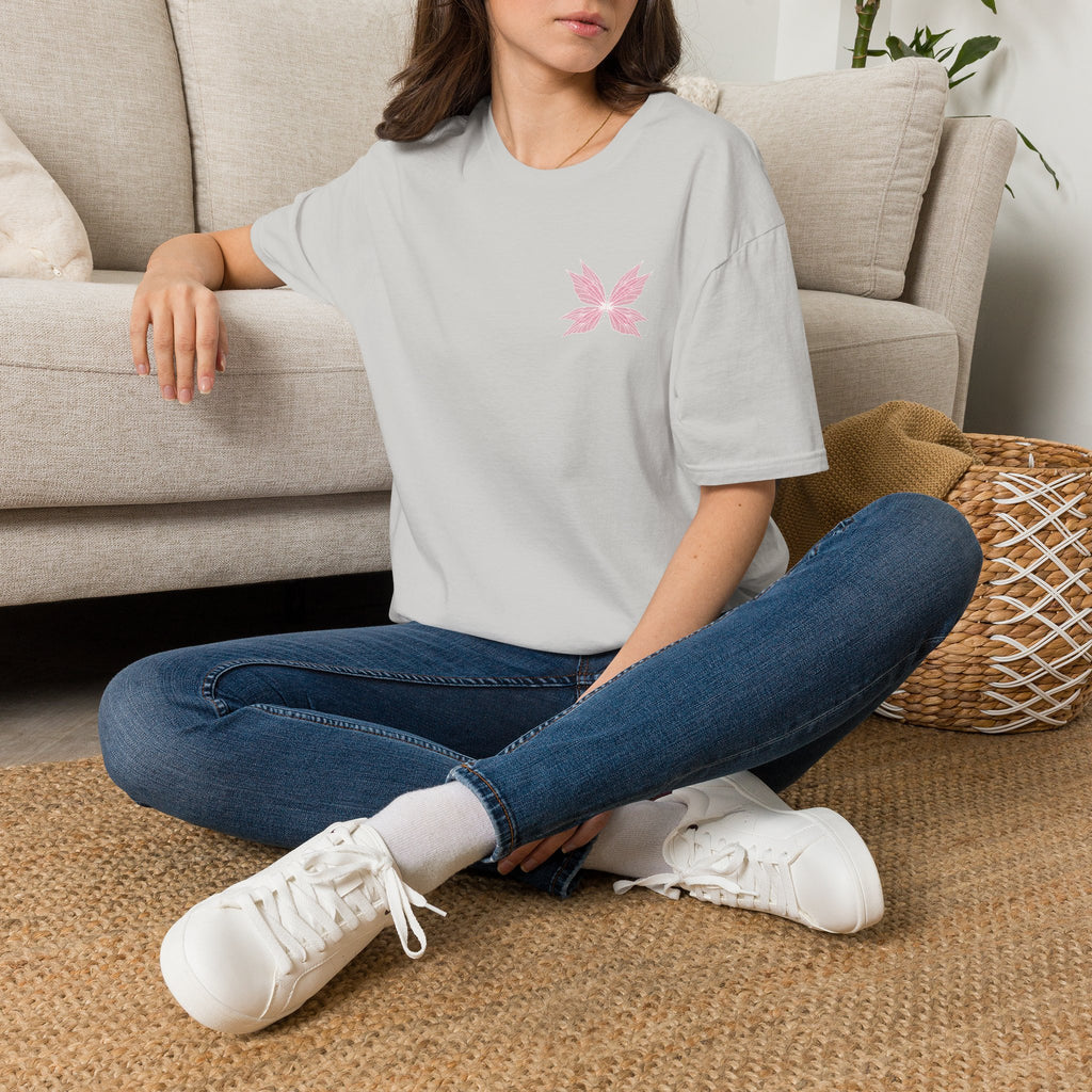 Pink Sakura Leaf Tee — Minimal Floral T-Shirt