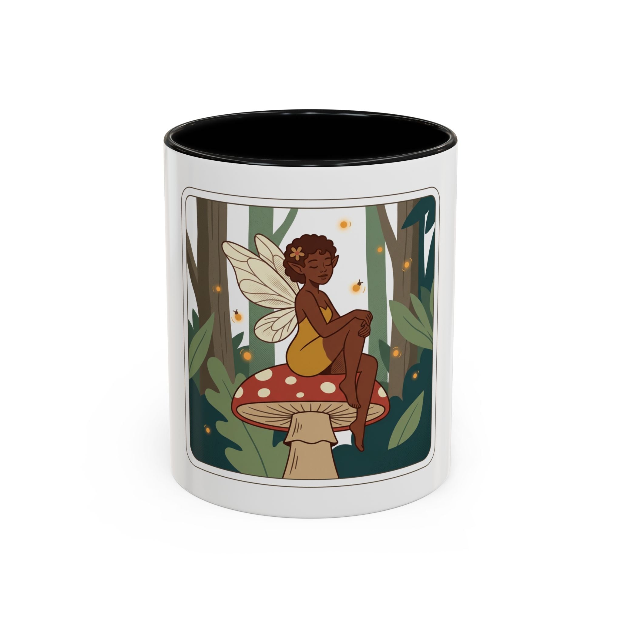 Fairy Mushroom Coffee Mug — Whimsical Forest Fairy Design (11/15 oz)