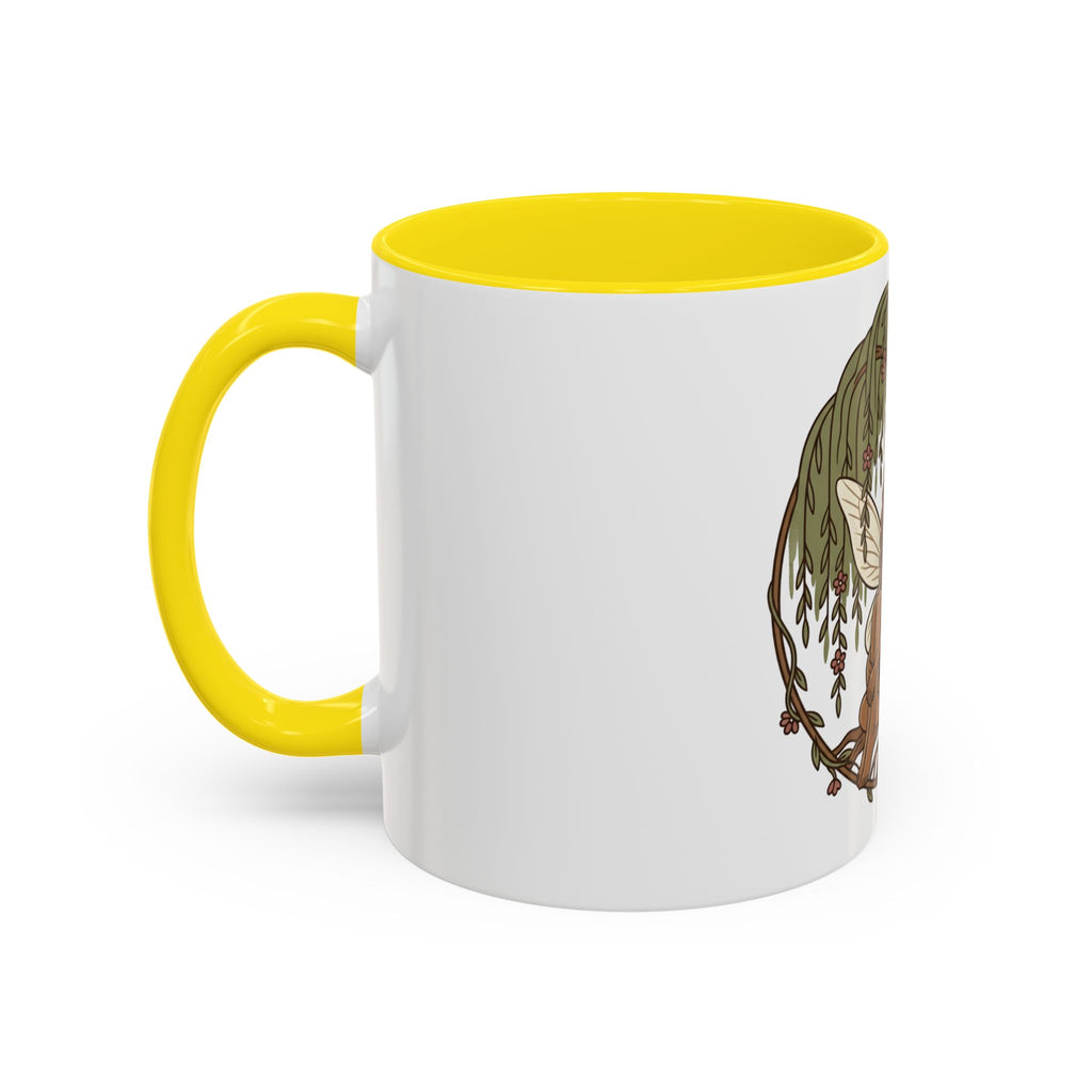 Fairy Willow Coffee Mug — Rustic Brown-Skinned Fairy Illustration (11/15oz)